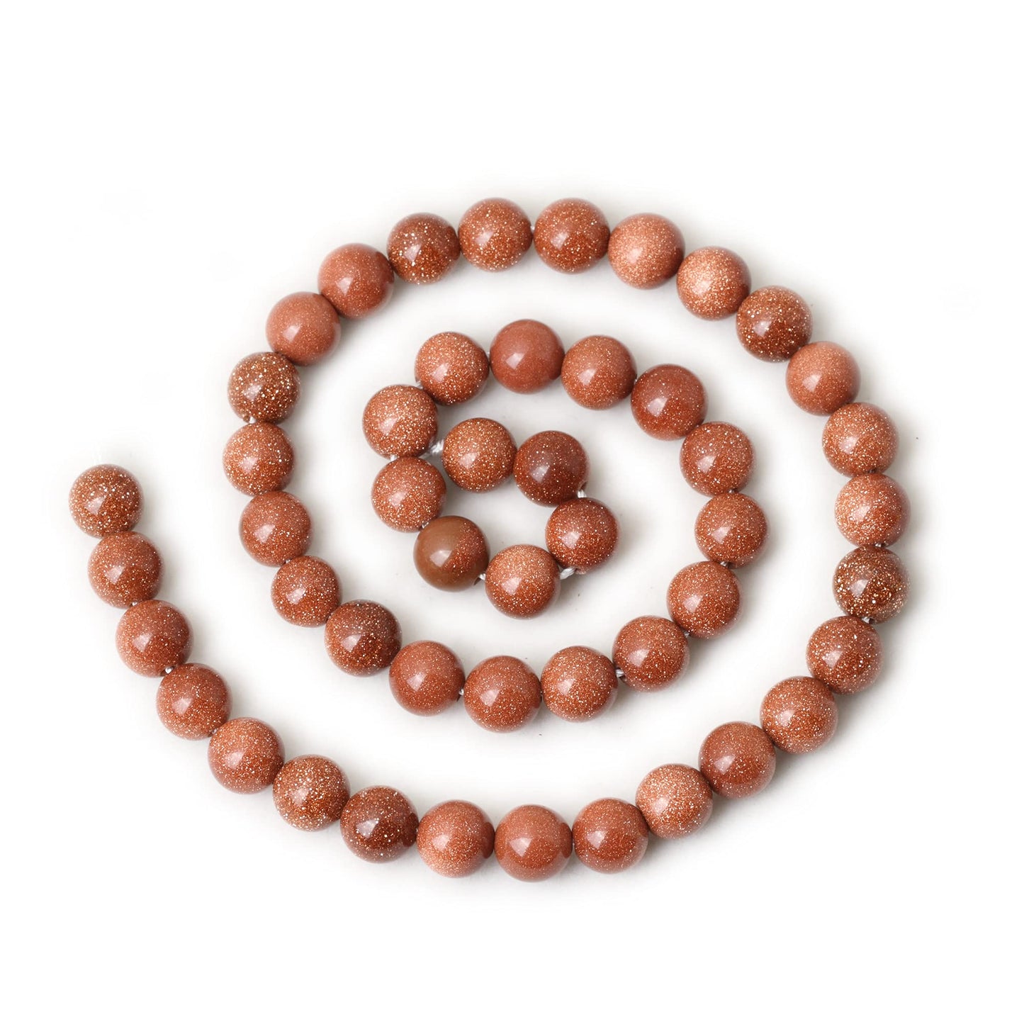 CHEAVIAN 45PCS 8mm Gold Sandstone Gemstone Round Loose Beads for Jewelry Making 1 Strand 15"