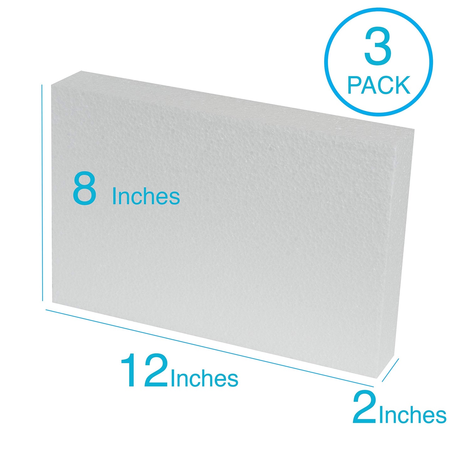 Silverlake 8x12x2 Craft Foam for Styrofoam Block Projects (3-Pack)