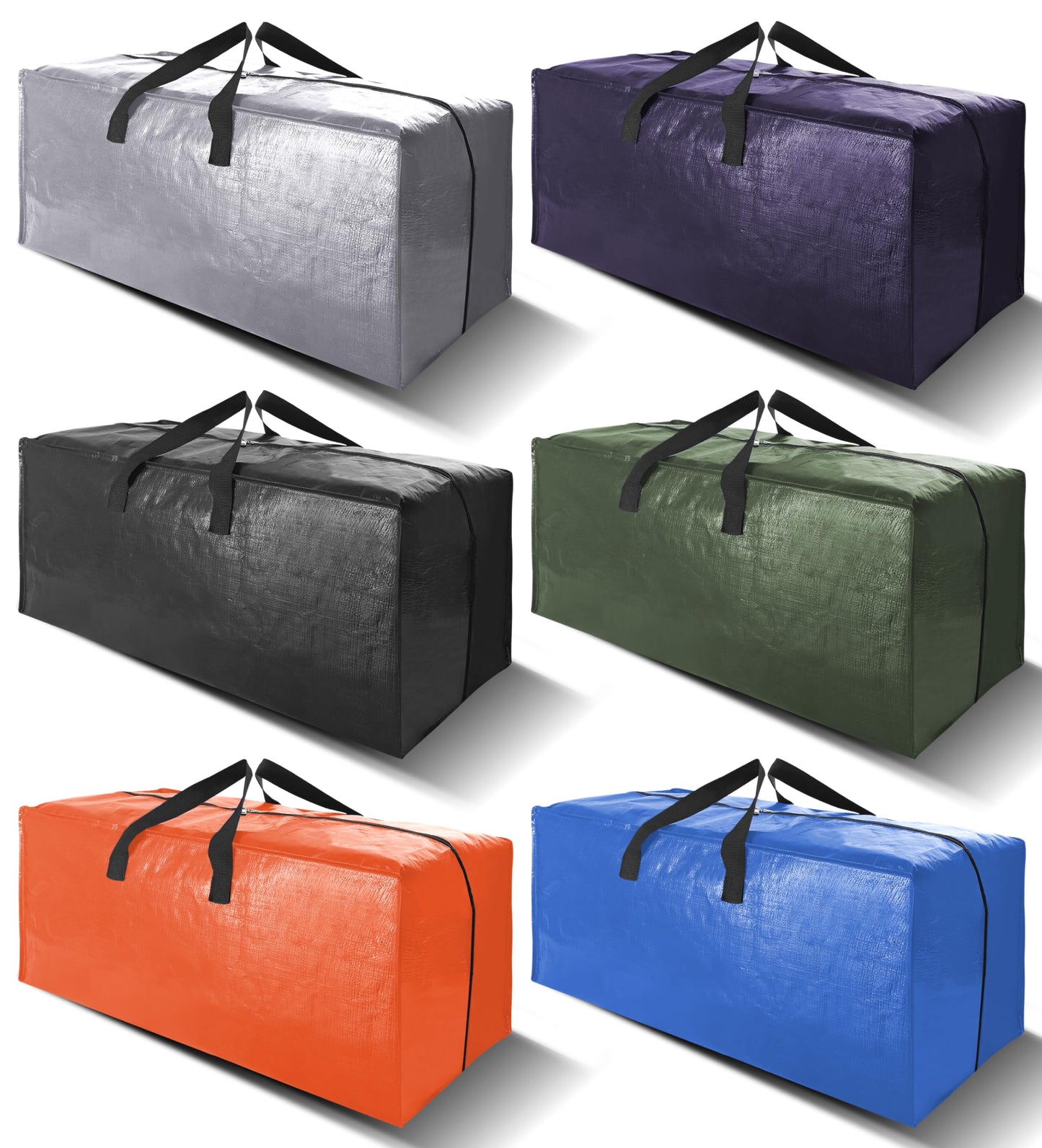 VELVETSURE Heavy Duty Extra Large Moving Bags W/Backpack Straps - Strong Handles & Zippers, Storage Totes For Space Saving, Fold Flat, Alternative to Box and Bin (Set of 6, Multicolor)