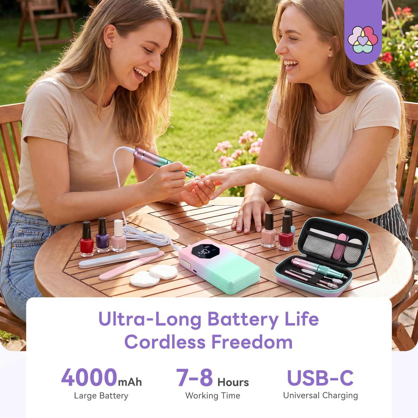 SAVILAND 40000RPM Professional Nail Drill: 30S Quick Removal 2026 Electric Nail File Low Noise Nail Filer Electric with All Purpose Drill Bits for Acrylic Nail Removal Nail Prep Salon Personal Use
