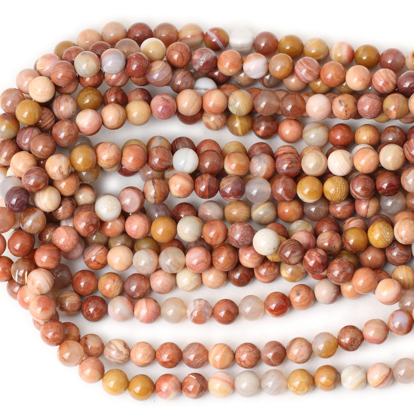 CHEAVIAN 45PCS 8mm Natural Petrified Wood Jade Round Loose Beads for Jewelry Making DIY Bracelet Necklace Materials 1 Strand 15"