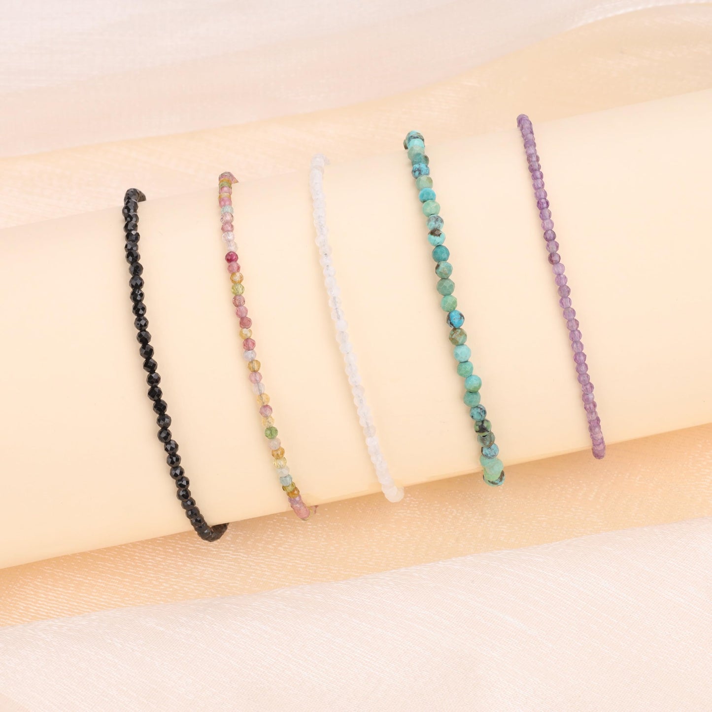 COAI Women's Dainty Crystal Bracelet Birthstone Amethyst Bracelet for Women 2mm