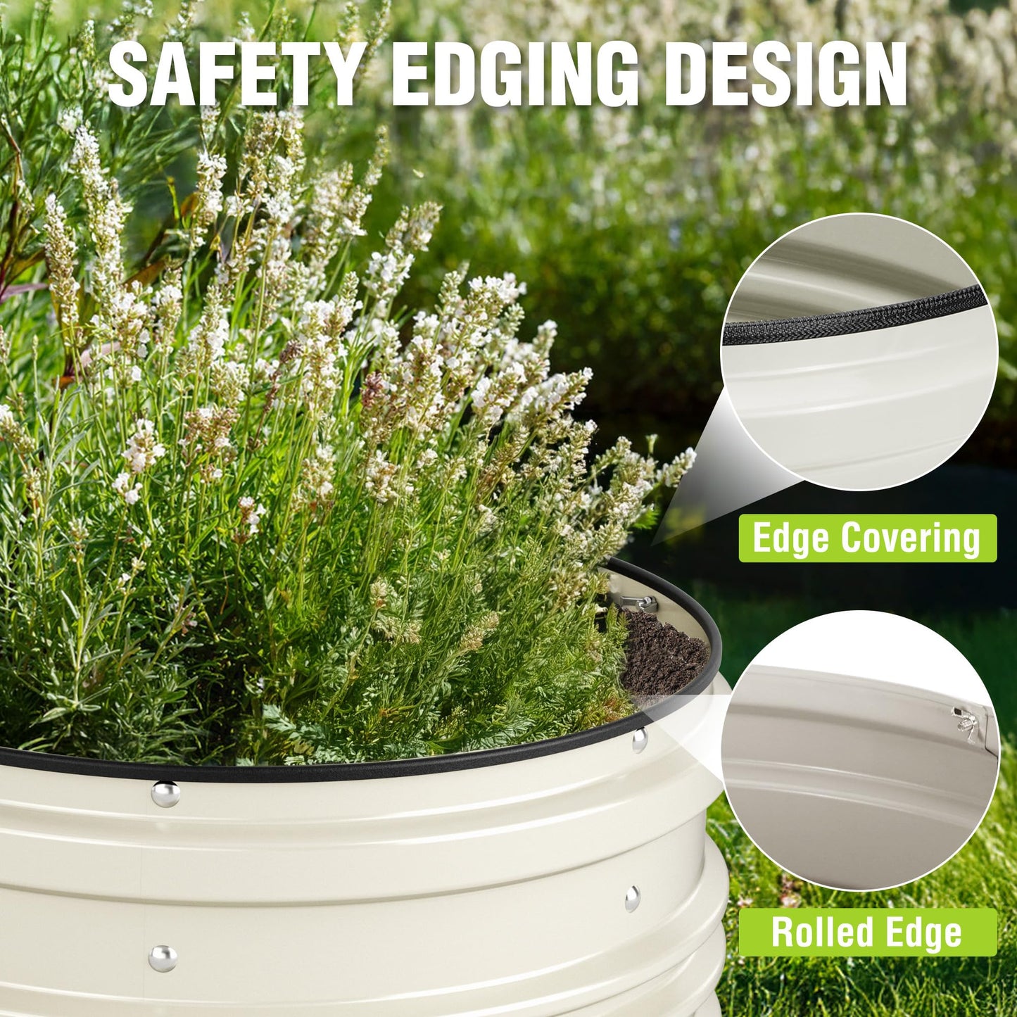 WORKPRO 3Pcs 2x2x1ft Galvanized Raised Garden Bed Set, Rust & Corrosion Protection, Easy Assembly, Safe Edge, Ideal for Vegetables & Flowers, White