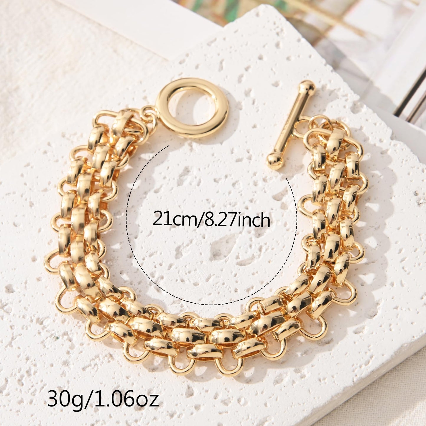 Ginyejly Gold Bracelets for Women 14K Gold Plated Cuff Bangles Non Tarnish Stackable Adjustable Trendy 2026 Holiday Jewelry Christmas Stocking Stuffer Gifts for Women(Gold Link Chain)
