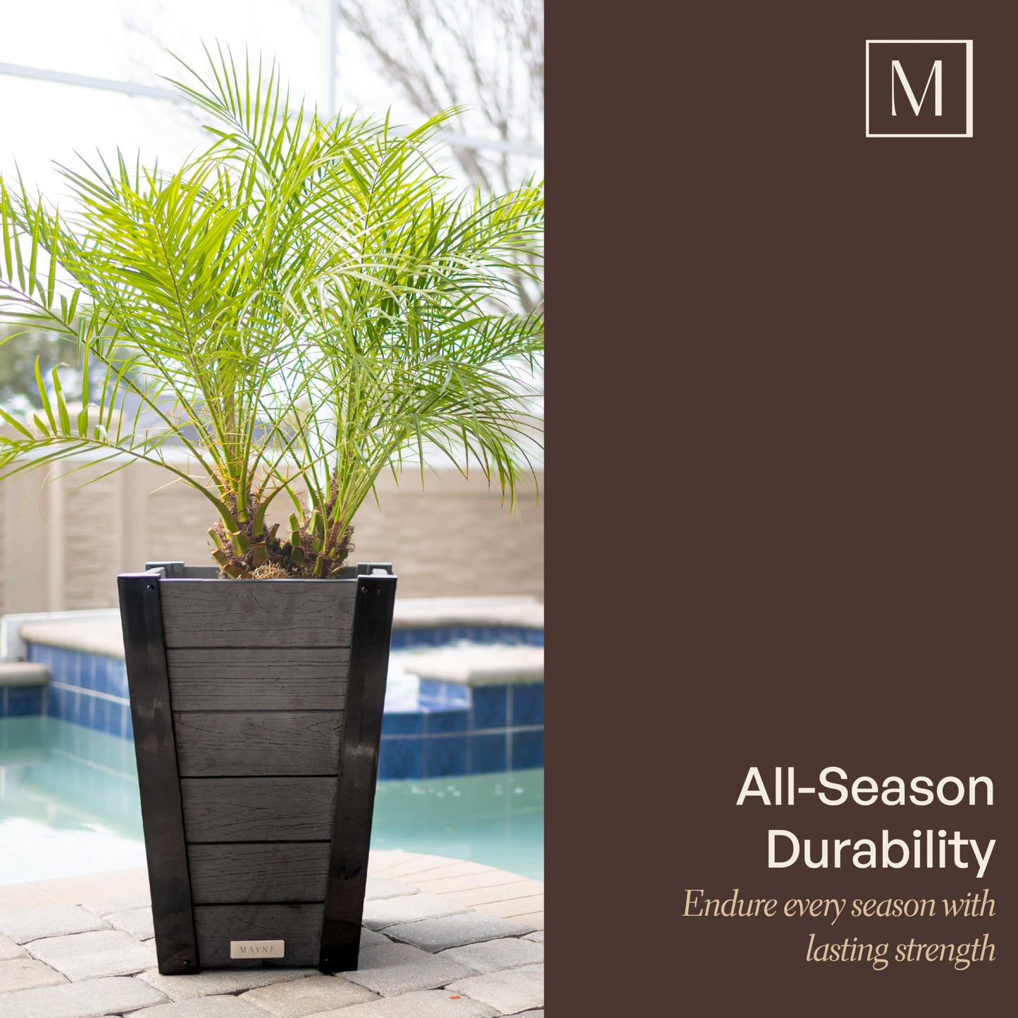 Mayne Vista 22in Outdoor Planter 2-Pack- Modern Tall Tapered Design with Drainage Hole for All Season Use - Ideal Front Porch Decor & Patio Planter - Easy Assembly