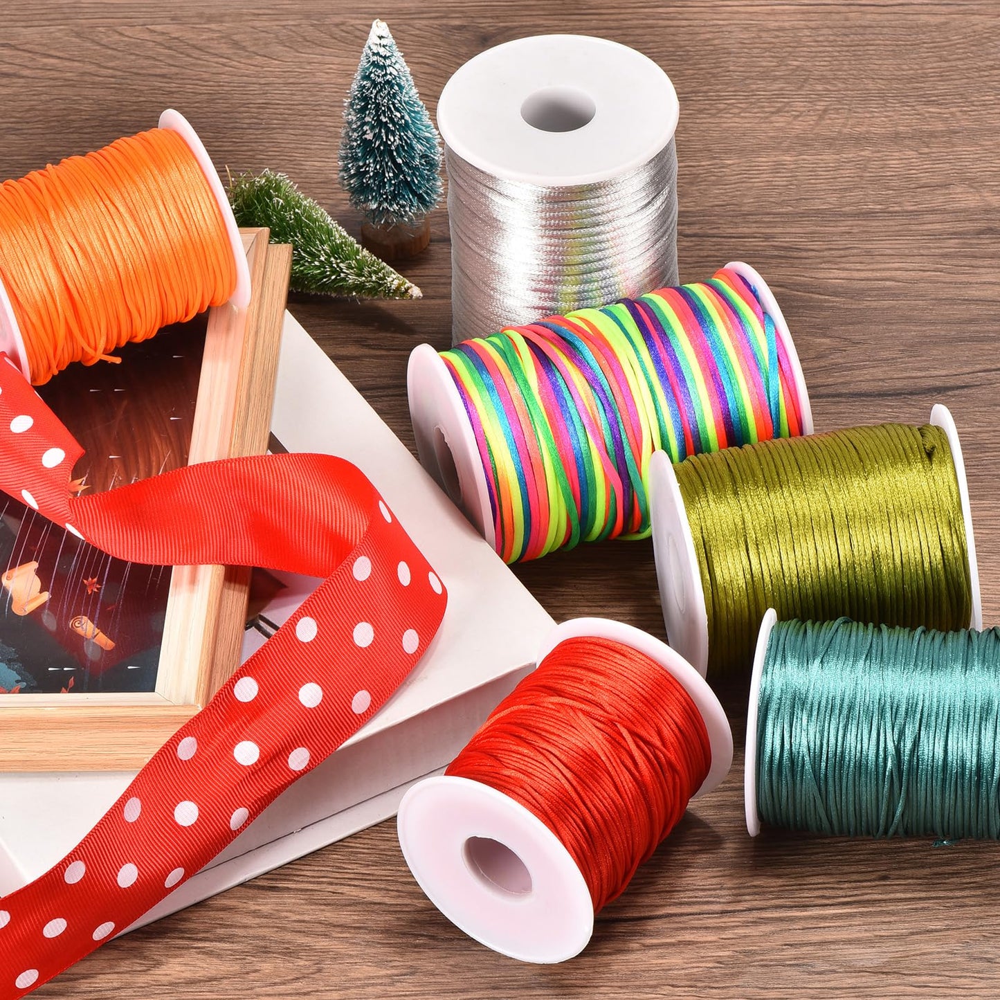 Rebower Nylon Satin Cord 2.5mm, 109 Yard Nylon String for Bracelet Braided Thread [for Jewelry Making Necklace Chinese Knot Craft] - Army Green