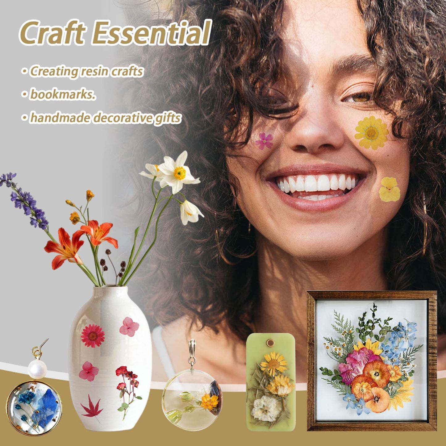 173pcs Dried Flowers for Crafts | Small Pressed Flowers & Real Dry Flowers for Resin | Dried Flowers for Candle Making Set