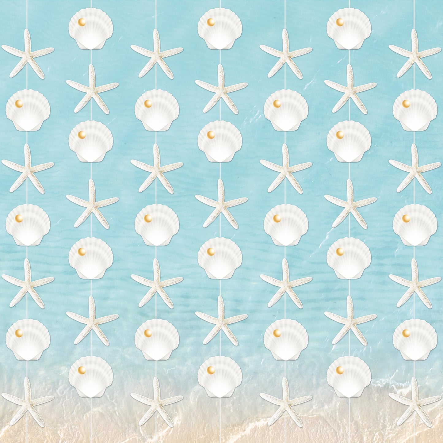 8pcs Beach Seashell Party Hanging Garlands Ocean Seashell Party Decorations Starfish Theme Room Wall Decor for Natural Beach Sea Baby Shower Supplies