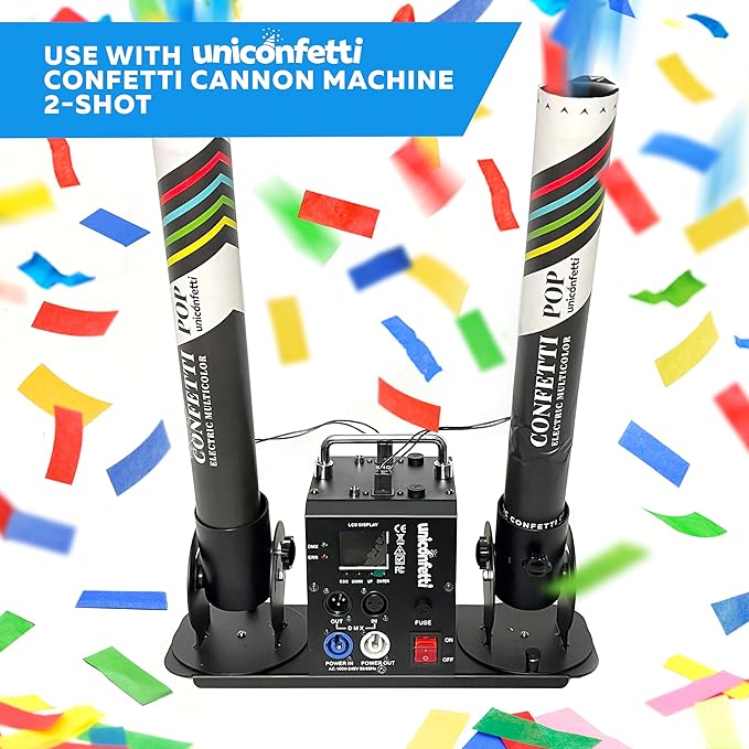 Electric Confetti Cannon Cartridges, 4 PIECES — 16" Multicolor Poppers for Weddings, Parties, Events | Requires 2-Shot/4-Shot Confetti Machine to Activate
