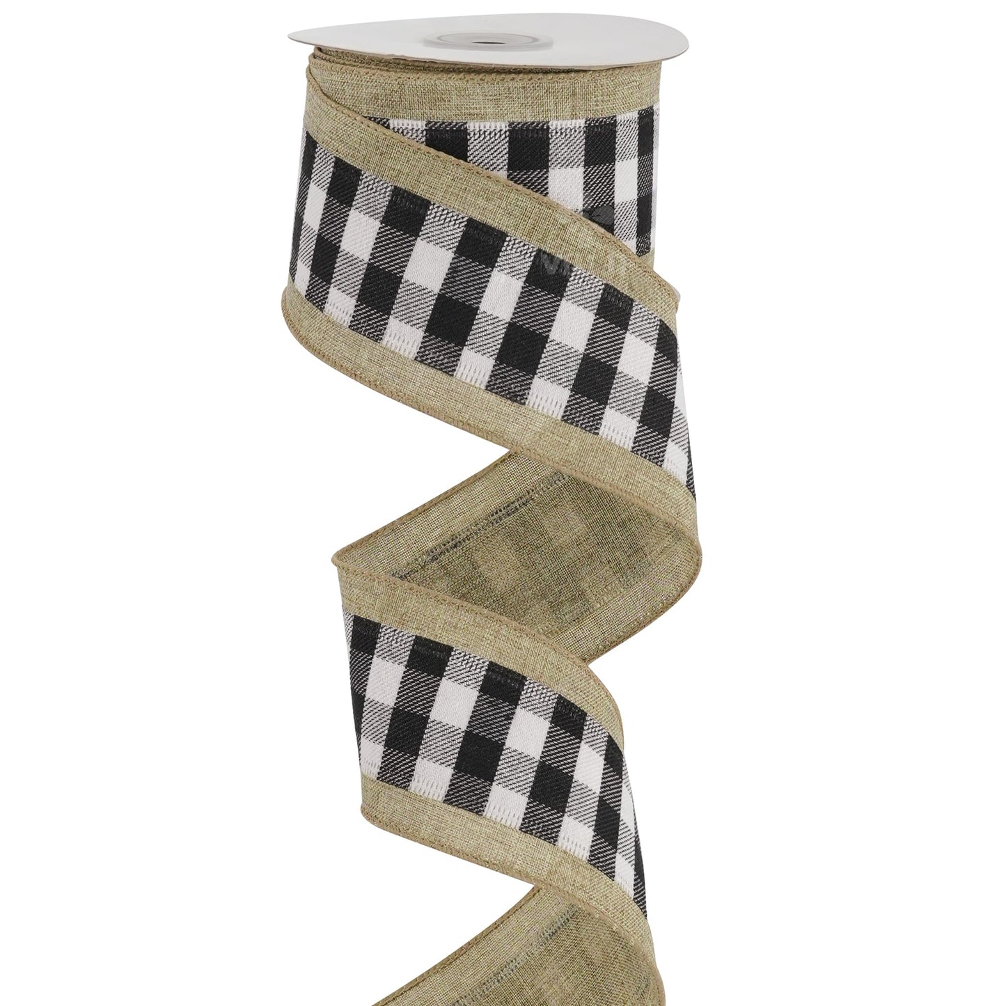 MEEDEE Buffalo Plaid Ribbon with Burlap Wired Edges 2.5 Inch Wide 10 Yards Black and White Ribbon for DIY Bows, Christmas Tree, Gift Wrapping, Wreaths