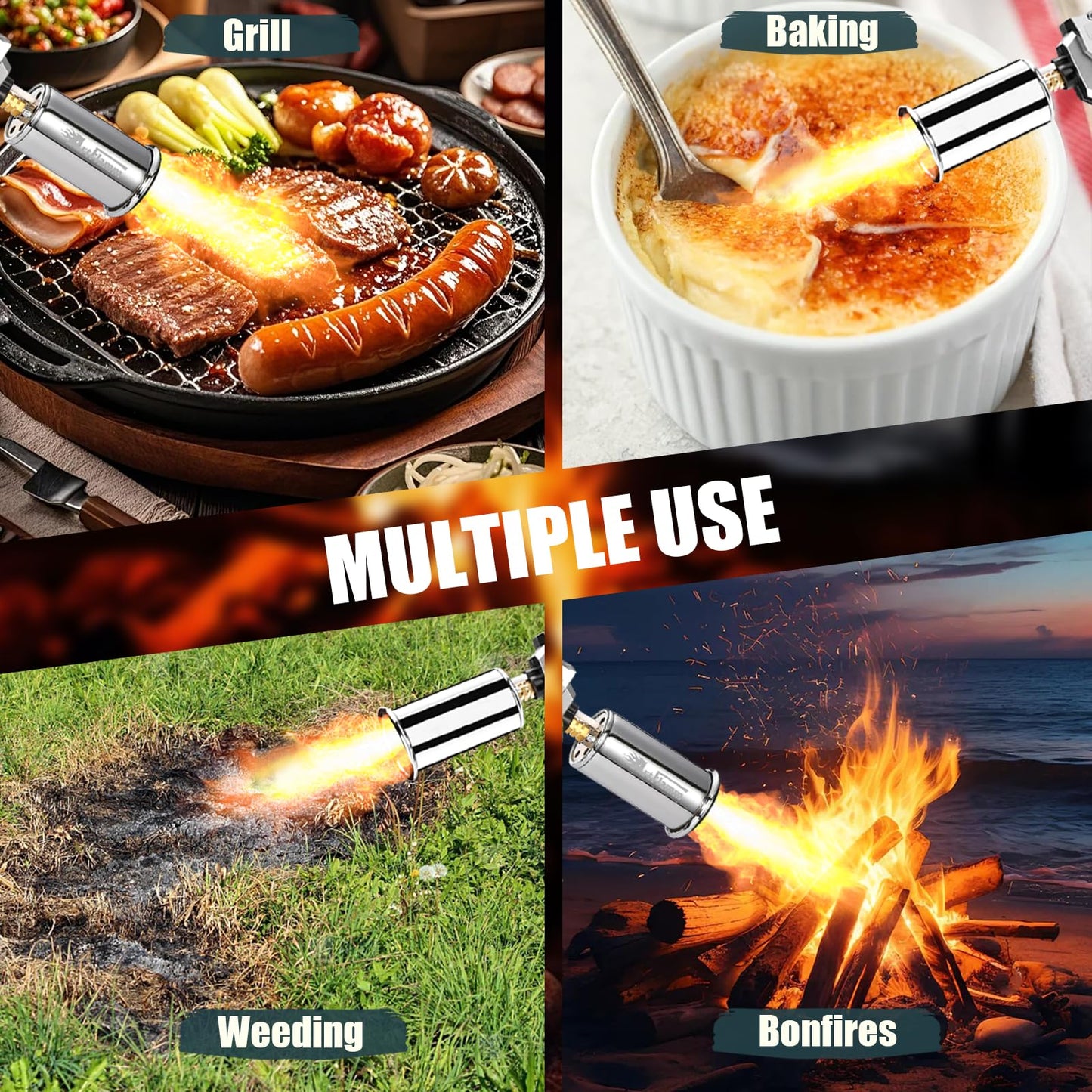 ARTFLAMM Propane Gun Torch - Powerful Grill & Cooking Blower Torch - Culinary Torch Sous Vide - Adjustable Flamethrower for BBQ, Campfire, Charcoal Wood Grills Lighter(Tank Not Included)