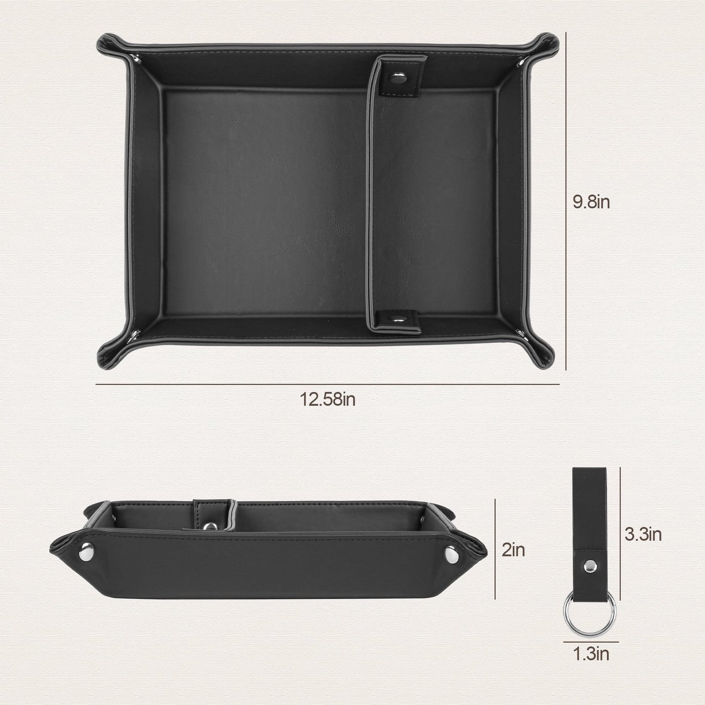 Deluxe Leather Tray Desktop Storage Organizer Watch Remote Control Jewelry Cell Phone Wallet Keychain Desktop Storage for Home, Camping Unique Gift Ideas for Men and Friends