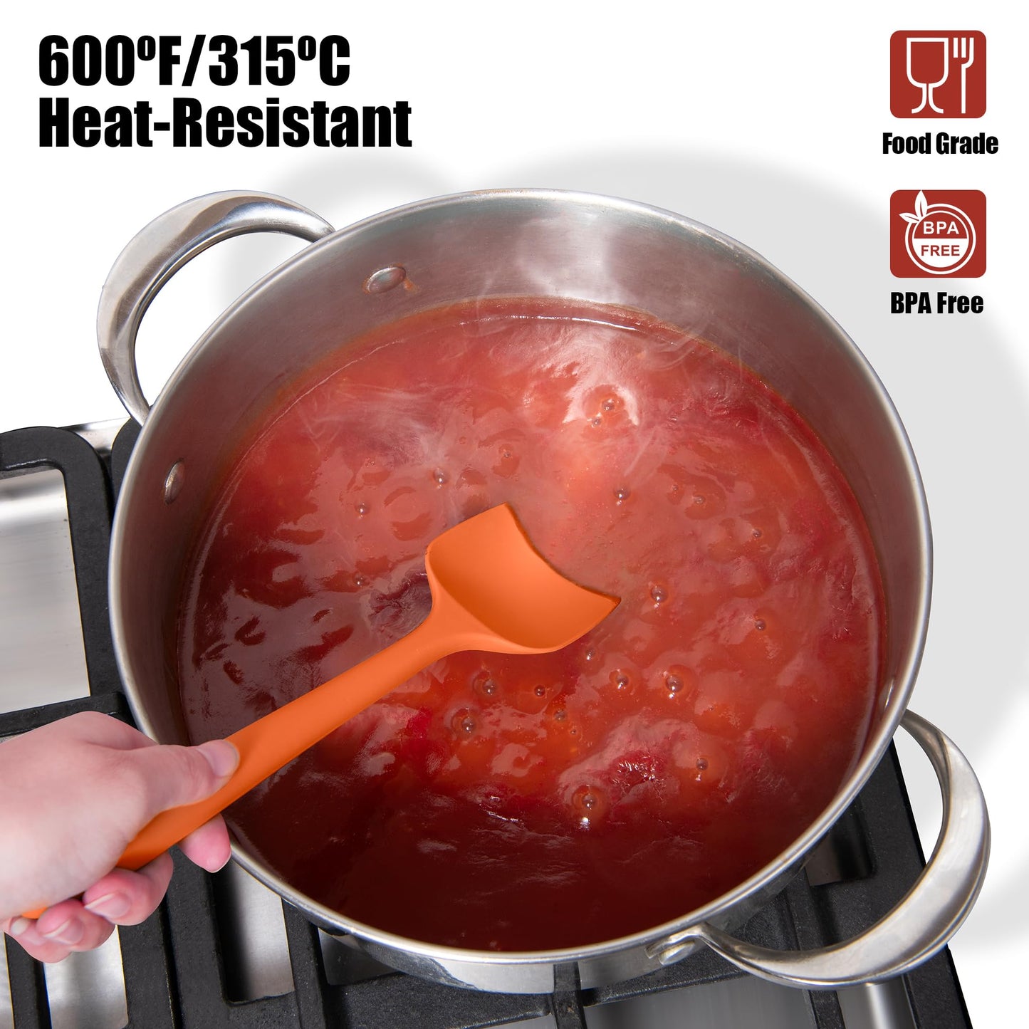4-Piece Silicone Spatula Scrapers: Doosu 600°F Heat Resistant Food Grade Kitchen BPA Free Rubber Baking Cooking Tool Nonstick Utensil Set for Mixing, Scraping, Folding, Stirring, Serving (Multi-4)