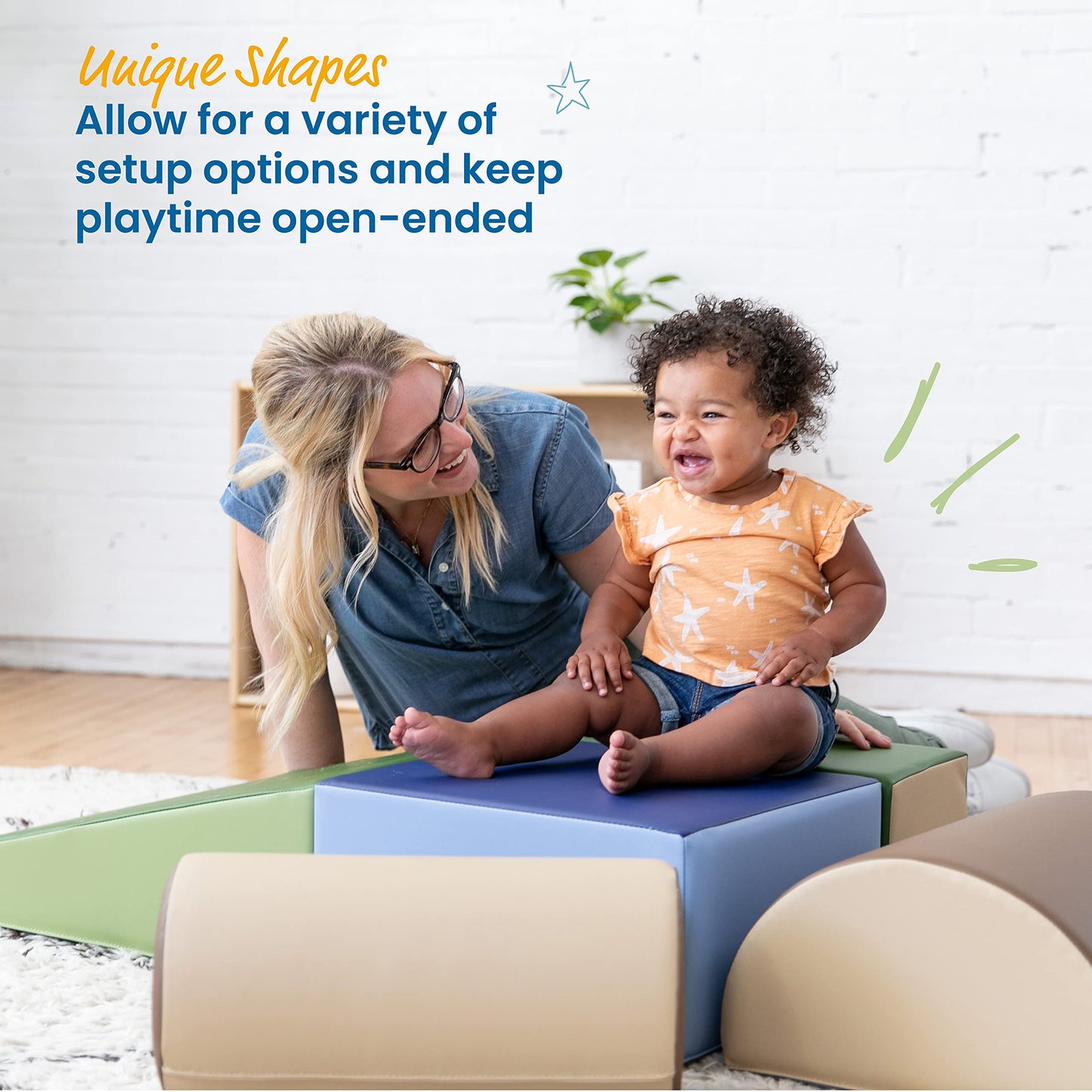 ECR4Kids SoftZone Climb and Crawl Active Playset, Building Blocks, Earthtone, 5-Piece