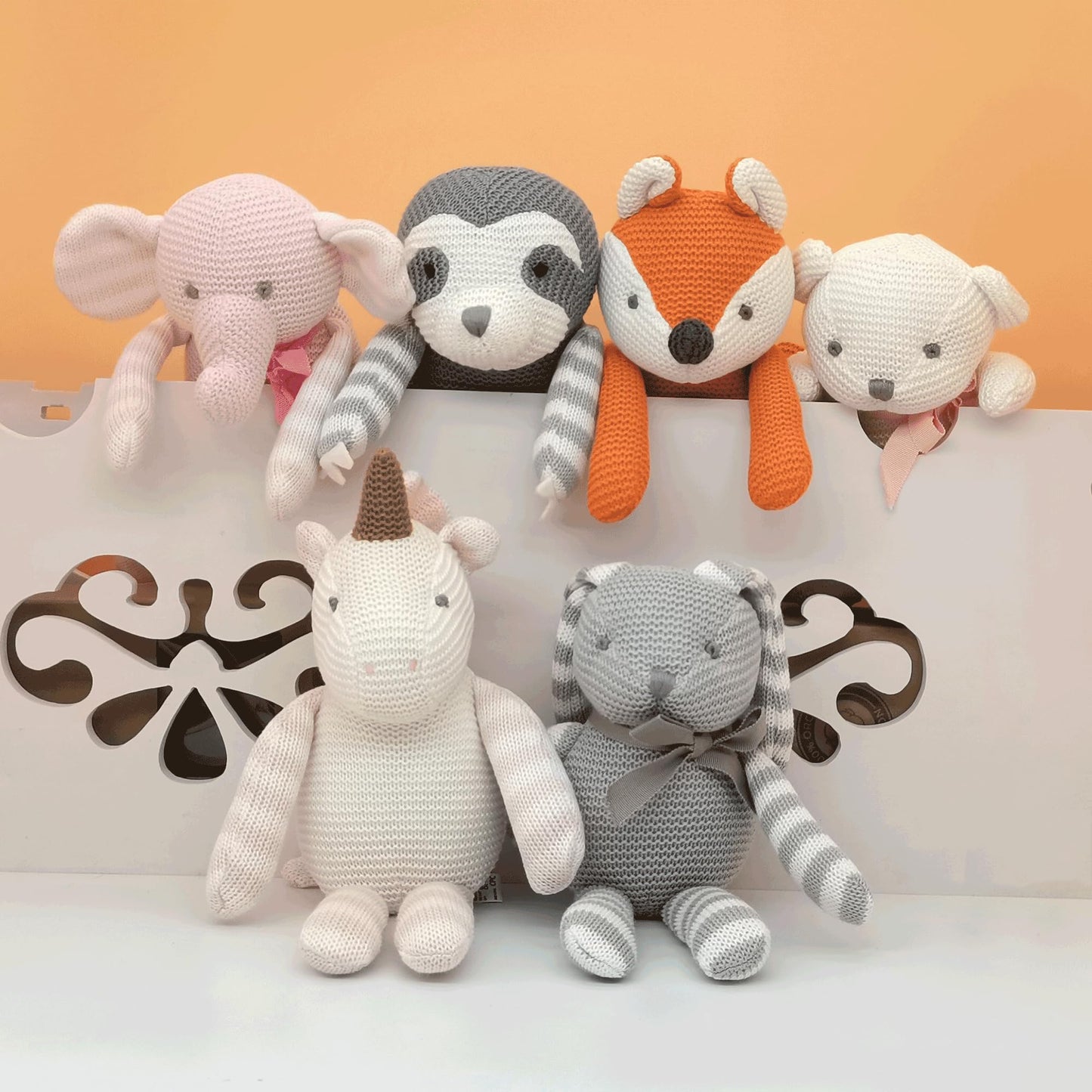 FLUFFYFUN 100% Organic Cotton Grey Bunny Rabbit Plush, 7.1" Baby Stuffed Animal for Newborn