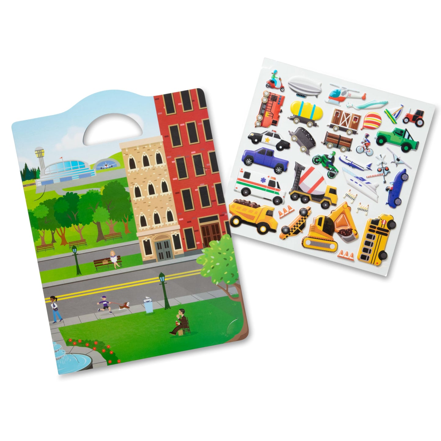 Melissa & Doug Vehicles Puffy Sticker Play Set Travel Toy with Double-Sided Background, 32 Reusable Puffy Stickers