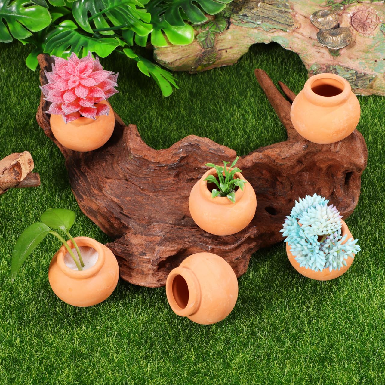 Yardwe Mini Terracotta Flower Pots, 6-Pack Small Clay Succulent Planters for Indoor Plants Desktop Garden Decor 3.2X2.2X2.2 Inches