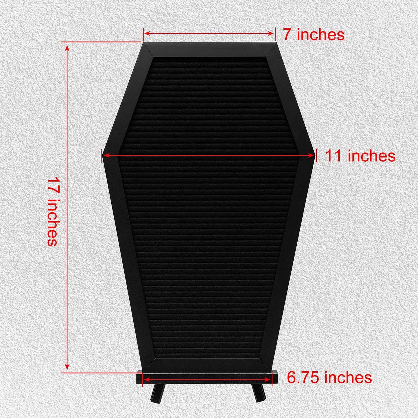 Gothvanity Gothic Coffin Letter Board - 500+ Characters Changeable Black Decor, Wooden 17x11 Inches, Table Top & Wall Mount for Home Office School