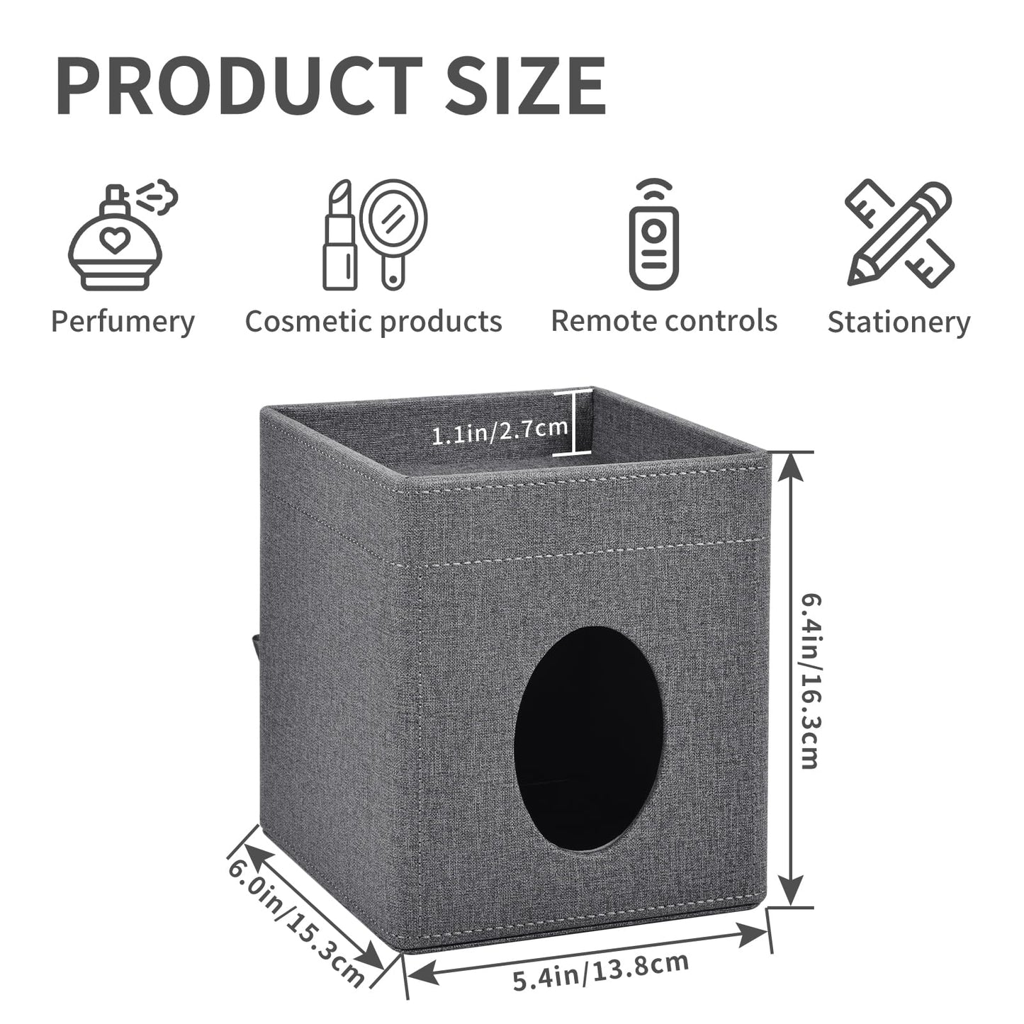 XNONE Tissue Box Cover with Storage Tray Square Tissue Box Holder PU Leather Facial Tissues Organizer Tray for Bathroom Vanity Bedroom Office Car,Stylish Napkin Caddy Decorative Organizer (Grey)