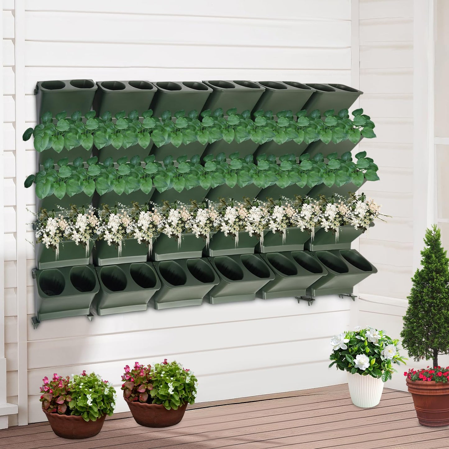 NEATOOM Self-Watering Vertical Garden Wall Planter - 30 Pots Indoor Outdoor Wall-Mounted Planter with Cotton Rope Irrigation, Vertical Wall Planters for Living Rooms, Balconies, Corridors
