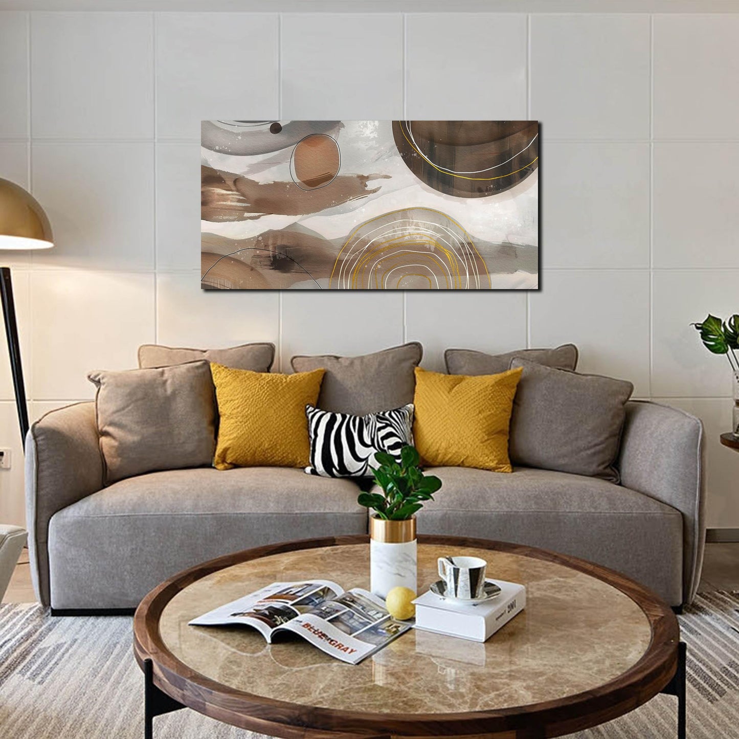 Prepeyssee Grey and Brown Boho Abstract Canvas Wall Art for Living Room Bedroom Home Office Large Abstract Prints Modern Wall Decor Size 20x40
