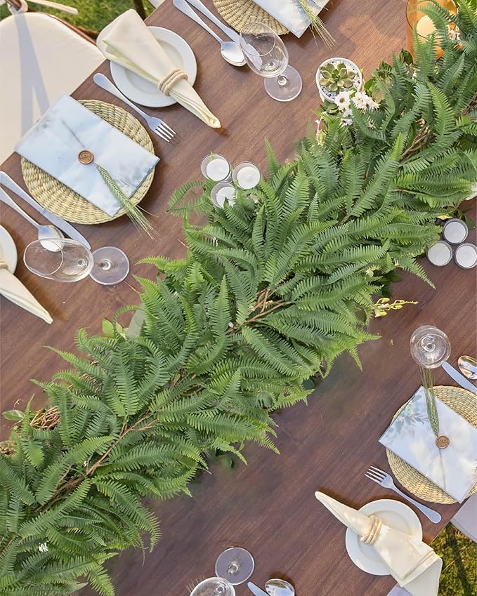 Briful 5ft Long Greenery Garland Set of 2 Boston Fern Floral Garland for Door Mantle Decorations, Lush Realistic Spring Summer Artificial Garland for Home Farmhouse Indoor Decor