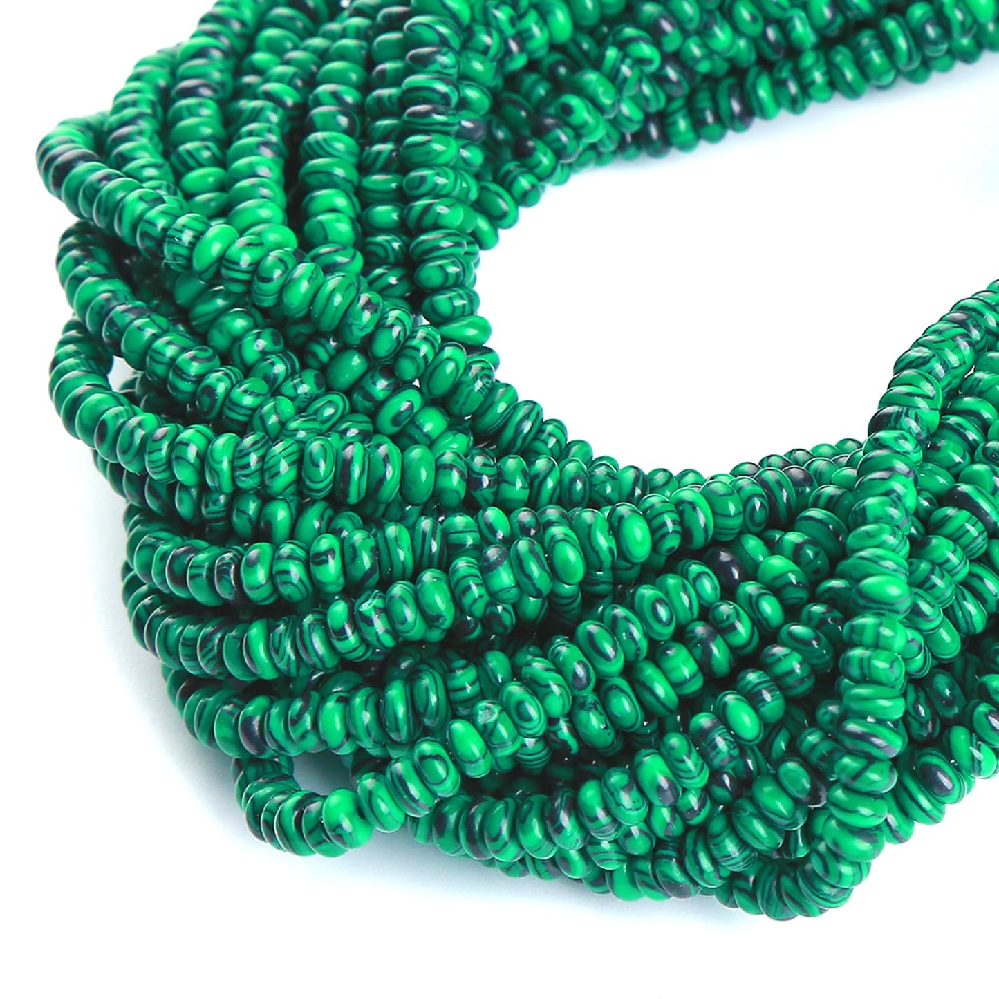 150PCS 2x4mm Green Malachite Rondelle Beads Natural Abacus Disk Stone Beads Round Loose Spacer Gemstone Beads for DIY Bracelet Necklace Jewelry Making