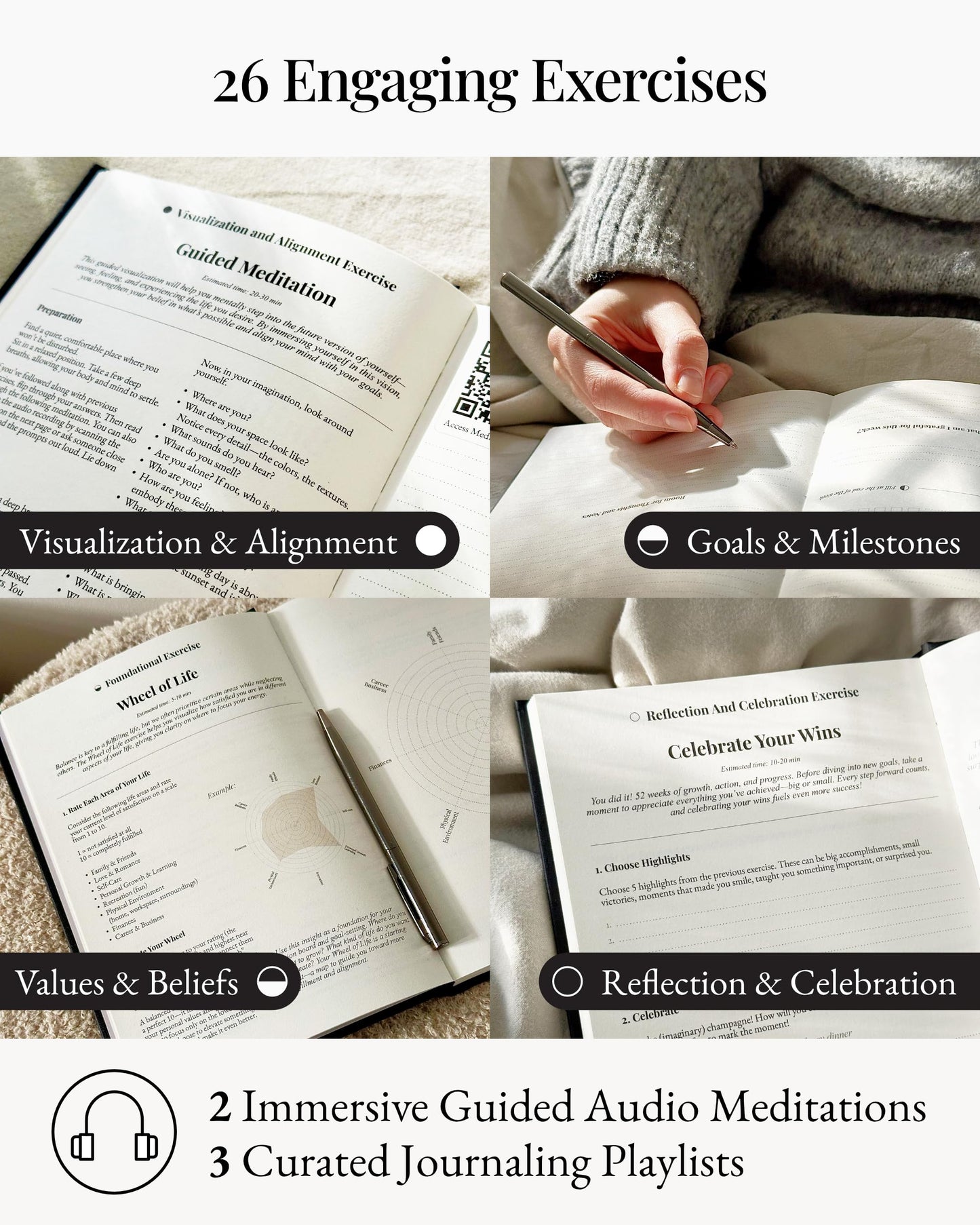 Manifestation Journal – 52-Week Undated Guided Law of Attraction Journal with Prompts, Habit Tracker, Vision Board, Goals & Reflection Tools | for Women & Men | Gift Box + Pen