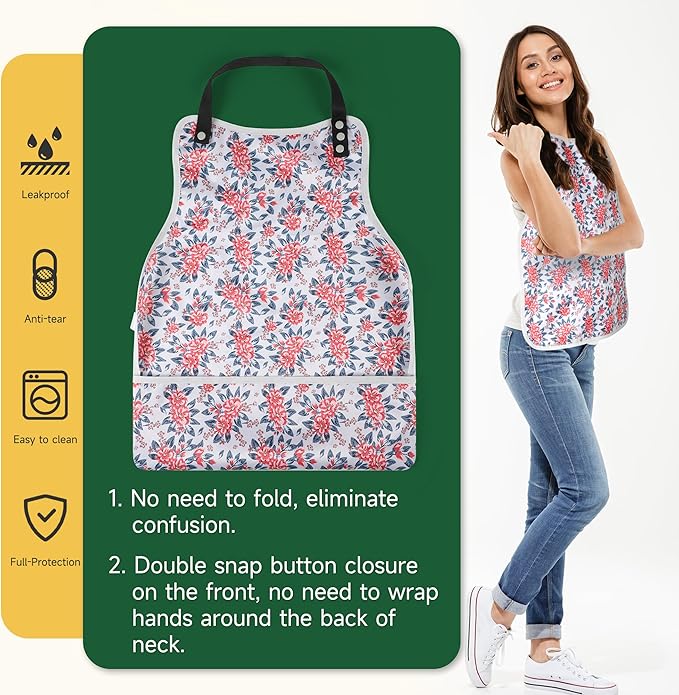 Adult Bibs-3 Pcs Washable Clothing Protector with Upgraded Crumb Catcher