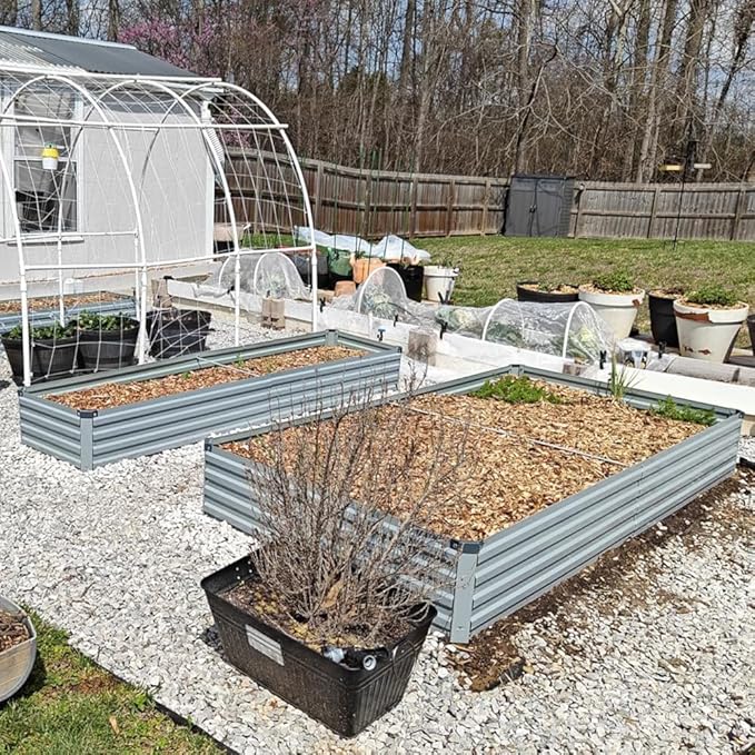 8x4x1ft(2 Pack) Galvanized Raised Garden Bed,Outdoor Planter Box Metal Patio Kit Planting Bed for Vegetables Flowers Herb,Grey