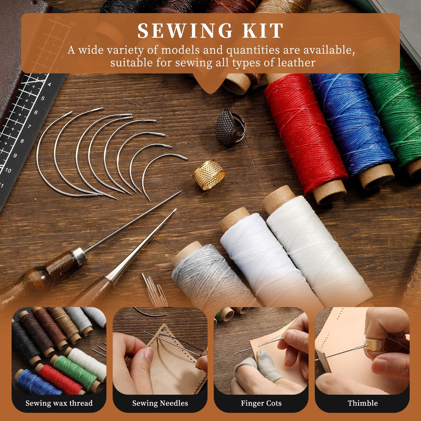 SHWAKK Leather Working Tools, All in One Leather Tooling Kit, Complete LeatherCraft Kit with Storage Bag, Stamping Tools for Sewing, Carving, Punching Stamping for Making and Handicrafts