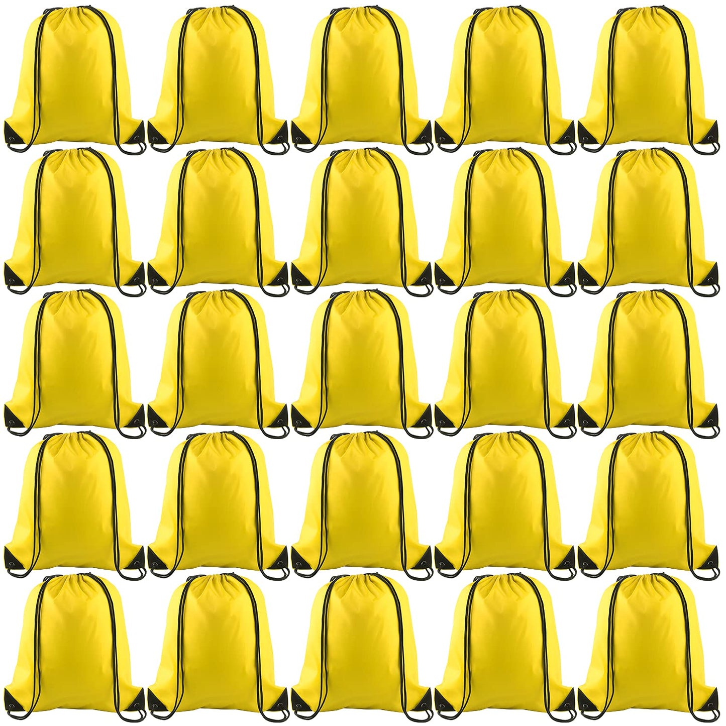 KUUQA 50Pcs Yellow Drawstring Backpacks - Bulk Gym Sports Travel Bags