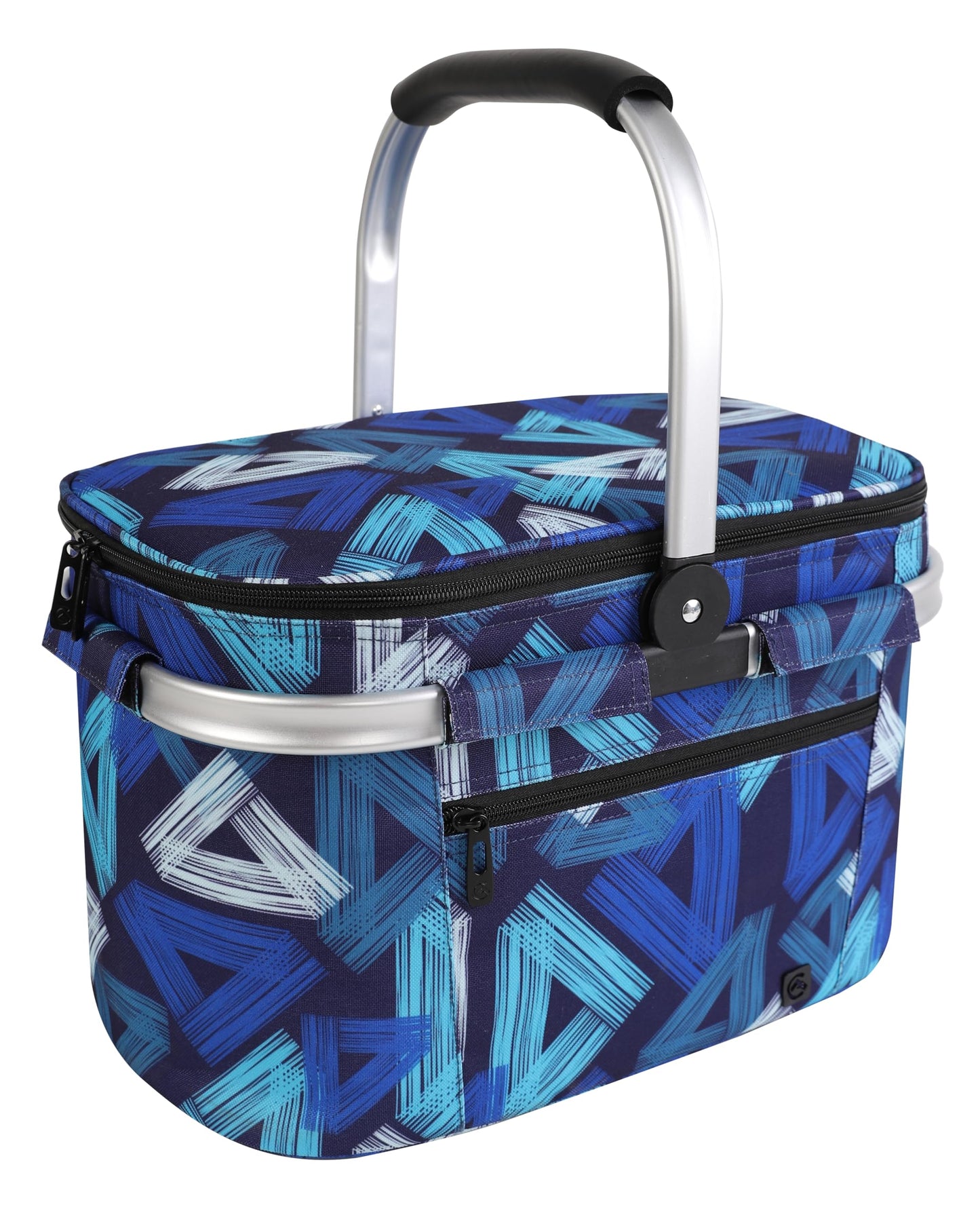ALLCAMP Picnic Basket - Insulated Cooler, Thickening Foldable Picnic Basket with Removable Baskets & Sewn-in Frame, Basket for House Warming Gifts New Home(Triangle Pattern)