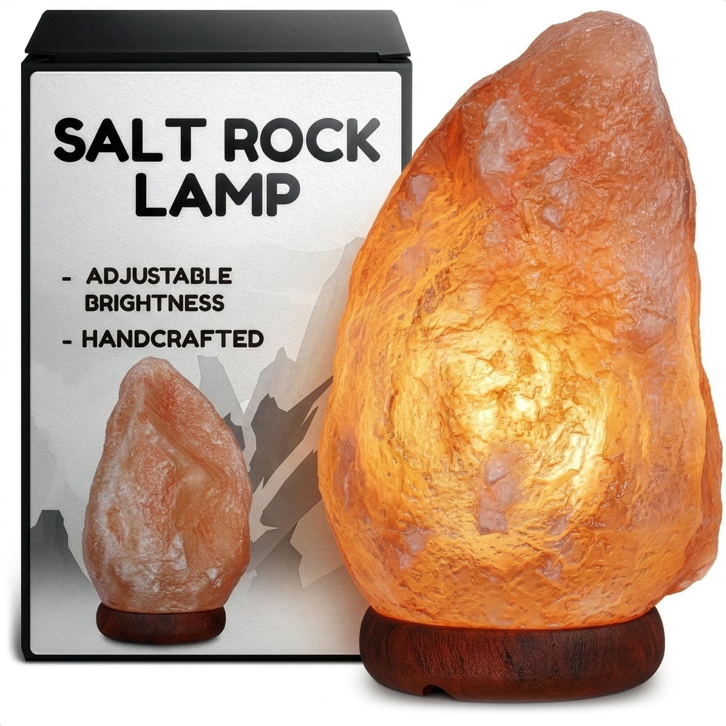 Himalayan Salt Rock Lamp with Dimmer – Hand-Carved Himalayan Salt Lamp Night Light 5.5–7" with Adjustable Warm Glow for Sleep & Relaxation