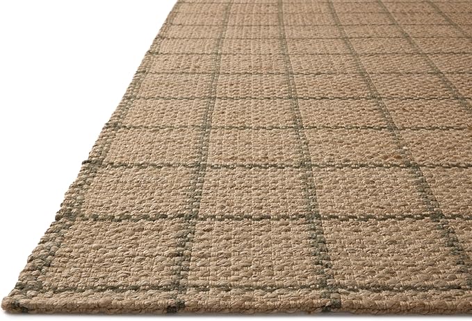 Loloi Chris Loves Julia Fletcher Collection FLE-01 Natural/Olive 2'-6" x 7'-6", .37" Pile Height, Runner Rug