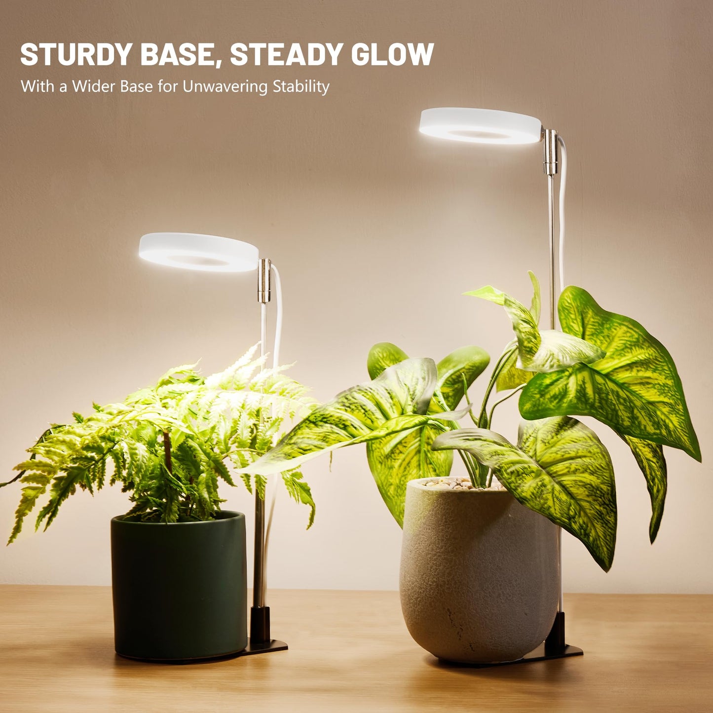 LBW Grow Light for Indoor Plants, Height Adjustable Plant Grow Lamp with Auto On/Off Timer 6/8/12/16H, 3 Colors,5 Dimmable Brightness, for Small Plants, White, 3 Packs