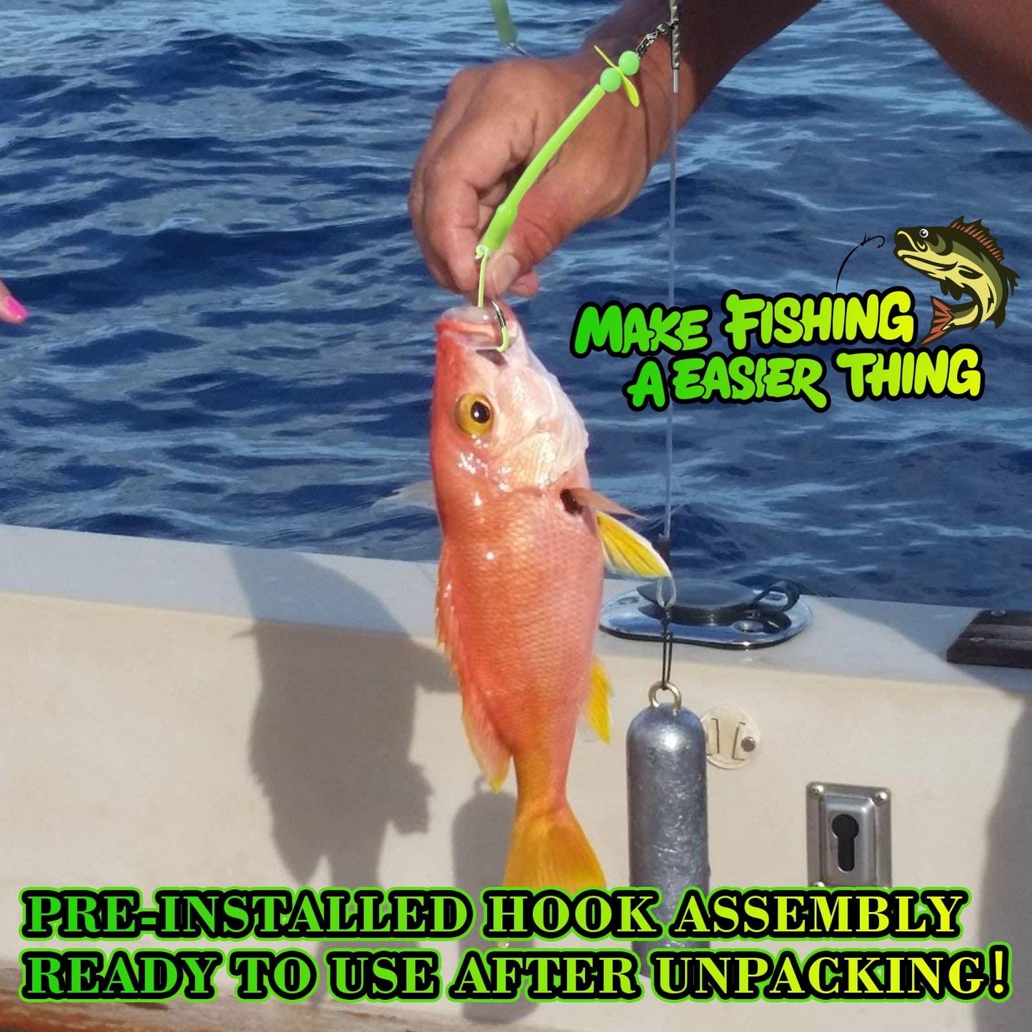 MAFIMOEA Pre-Rigged Deep Drop Saltwater Rigs – Glow Tubes, Hooks, Beads & Spinner Blade – 6/0 8/0 Circle Hooks for Snapper/Grouper/Tilefish (3/6 Hooks)