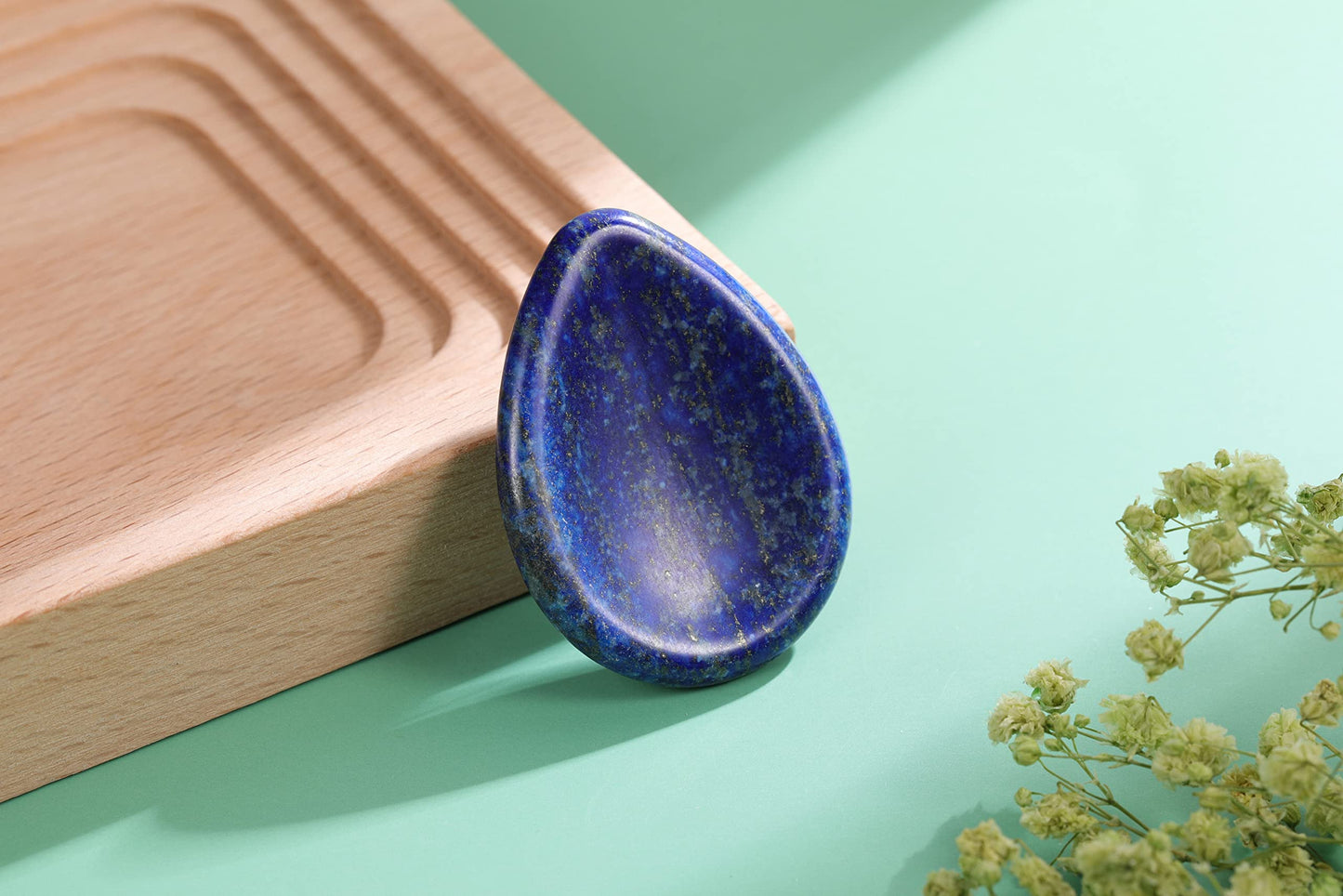 CrystalTears Lapis Lazuli Crystal Worry Stone Thumble Polished Healing Crystals Pocket Palm Stone Thumb Worry Stones for Anxiety Stress Relief Crystal Therapy