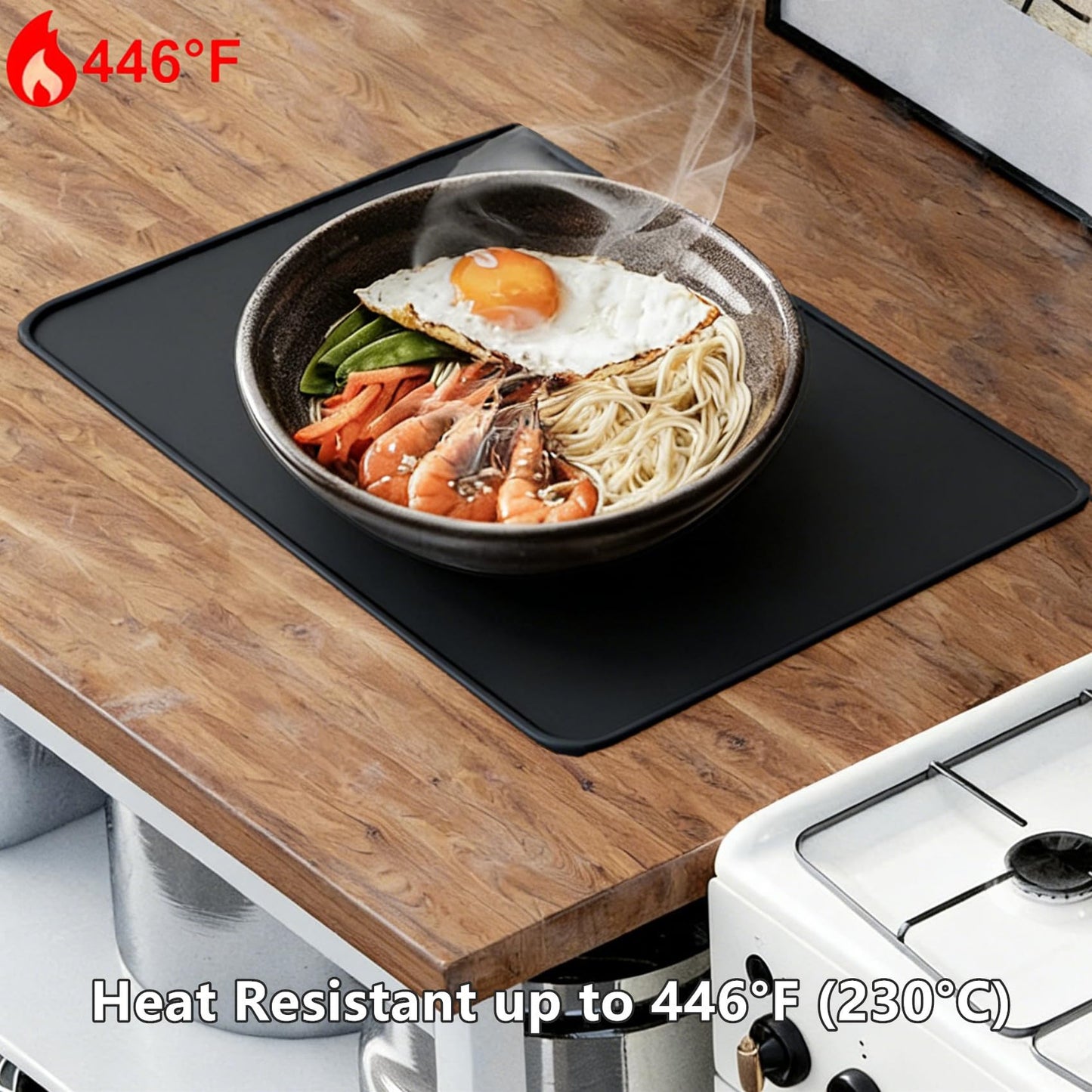 IYYI Silicone Placemats, Dining Placemats Set of 4, Waterproof Placemats for Kids, Heat Resistant Non-Slip Silicone Mats for Dinner Table, Dishwasher Safe (Light Gray, 18.9×11.8)