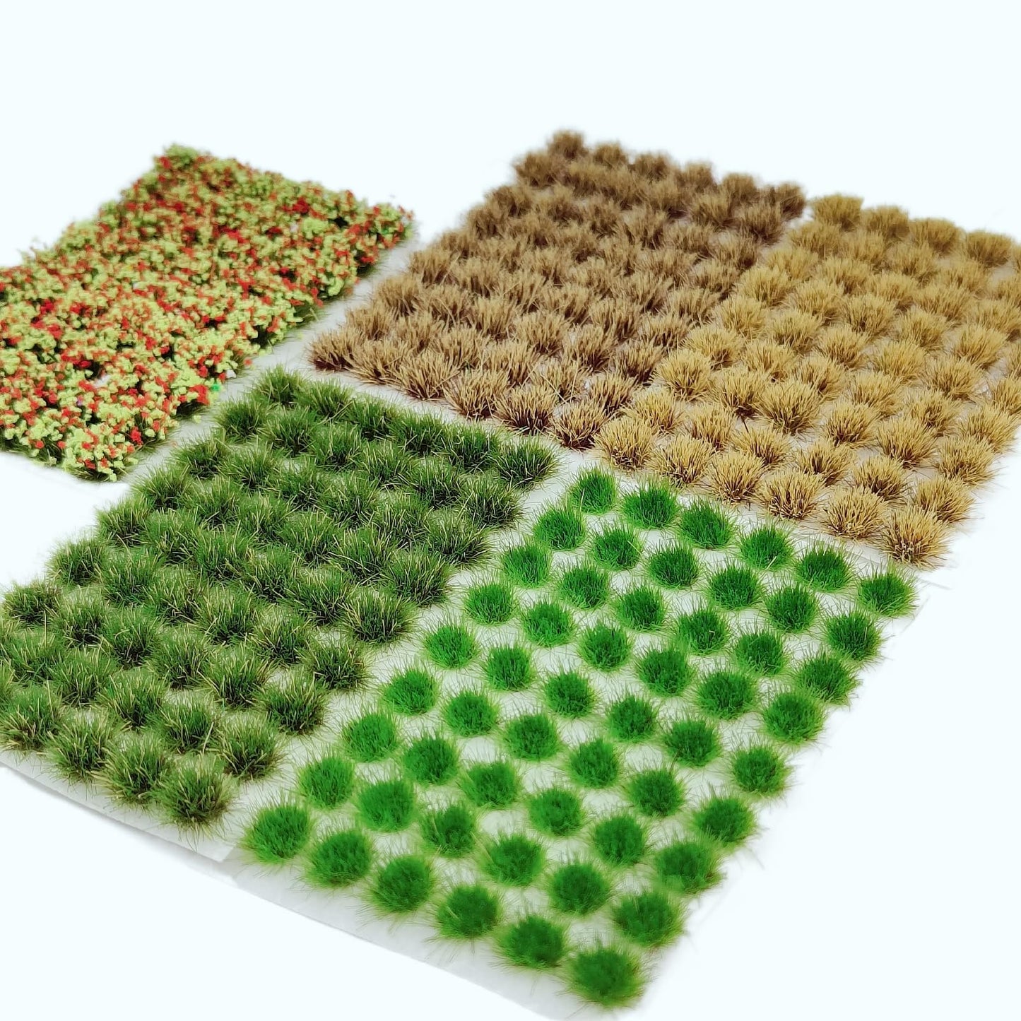 gdeplok 270 Pcs Static Grass & Miniature Flower Clusters Kit for Model Railway Scenery, Train Layouts, Diorama Bases, Wargaming and DIY Miniature Landscapes