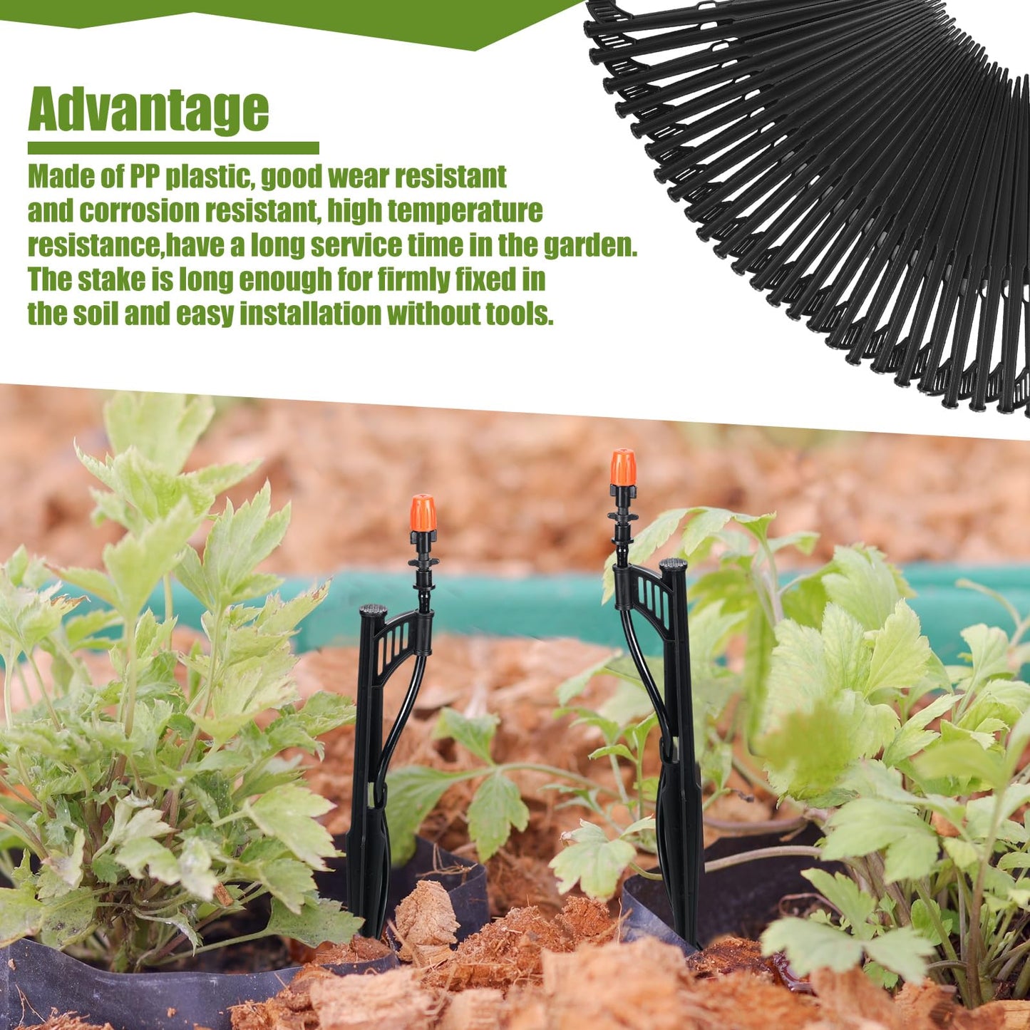 GlikCeil 50 Pcs 12.8" Irrigation Drip Support Stakes 1/4 Inch Tubing Hose Holder Adjustable Riser Drip Lines Ground Stakes for Micro Sprinkler Gardens Irrigation Supplies