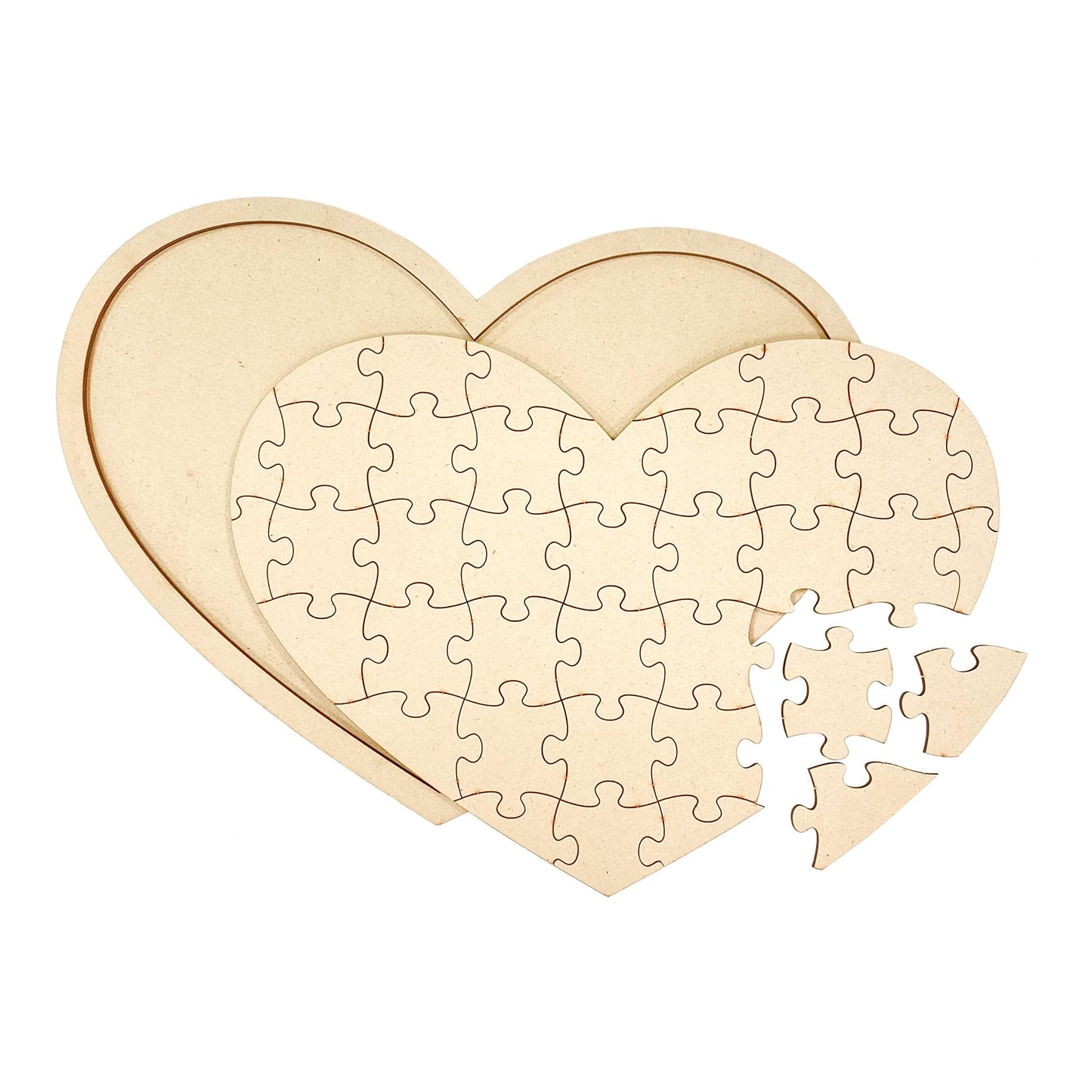 3 Pack Blank Wooden Heart Shaped Jigsaw Puzzle 11.2x8.4 Inch Unfinished Wooden Puzzle Board Heart Shaped Canvas for DIY