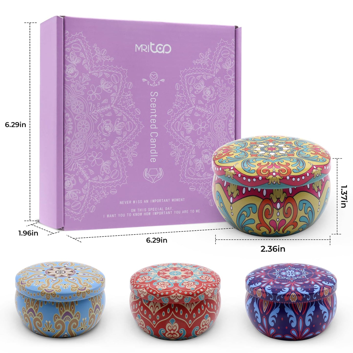 Scented Candles Gift Set for Women 4 Pack Soy Wax Candles with Dried Flowers Reusable Tin Aromatherapy Relaxation Gift for Birthday Mothers Day Valentines Day