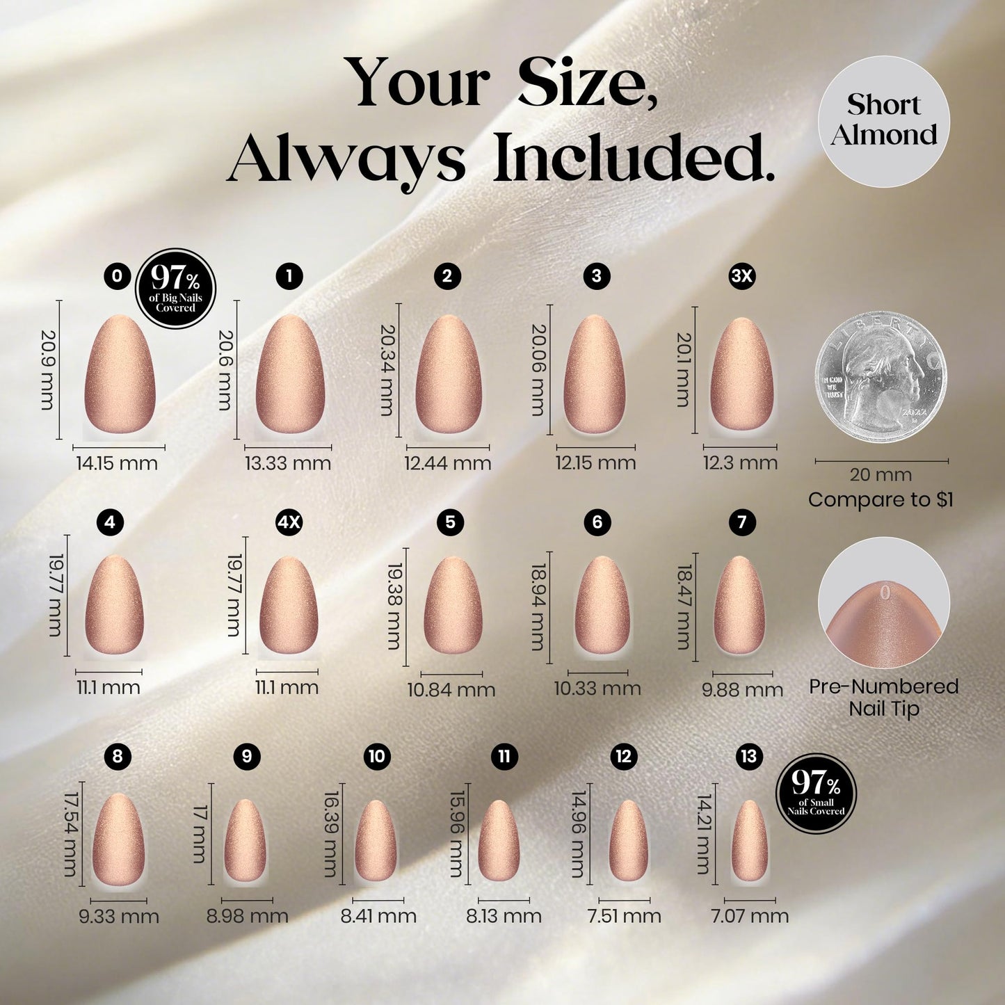 Beetles Cat Eye Press on Nails, Motion Glow Short Almond Nail Tips Set, Full Cover Fake Nail Tips Soft Nail Gel Extensions for Nail Art, 160PCS 16 Sizes, Salon Quality Look DIY Manicure Luster Glow