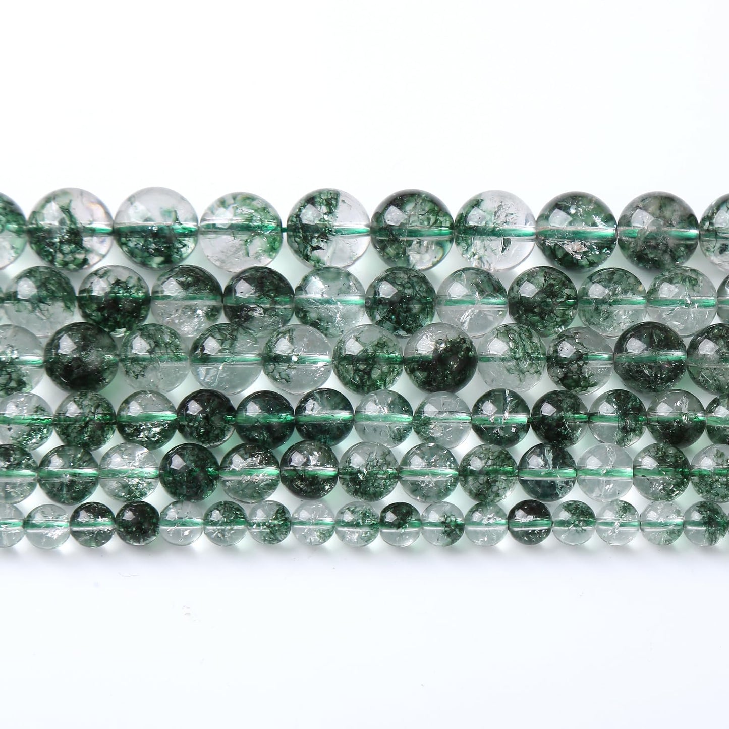 60pcs 6mm Natural Green Phantom Ghost Quartz Stone Round Beads for Jewelry Making DIY Bracelets Necklaces Crystal Energy Healing Stone Beads 15" (Green Phantom Ghost Quartz, 6mm)