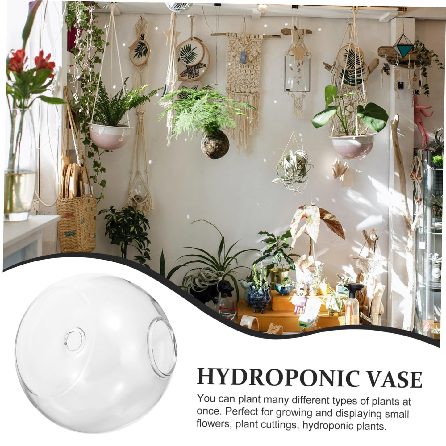 UKCOCO Hydroponic Wall Hanging Glass Flower Vase Creative Terrarium Planter for Indoor Decor Modern Transparent Flowerpot for for Plant Arrangement