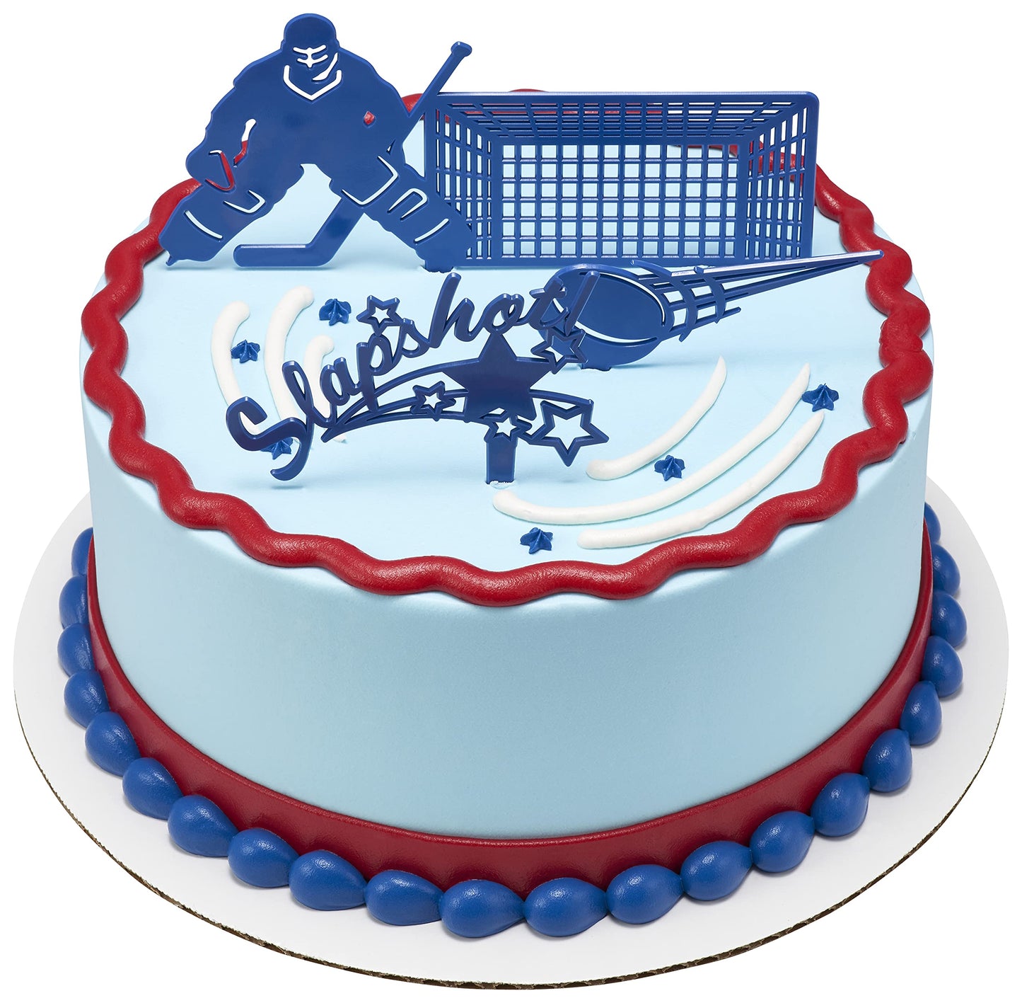 DecoPac 26252 CakeDecorating kit-Slapshot Cake and Cupcake Toppers for Birthdays and Parties, 1 SET, Blue