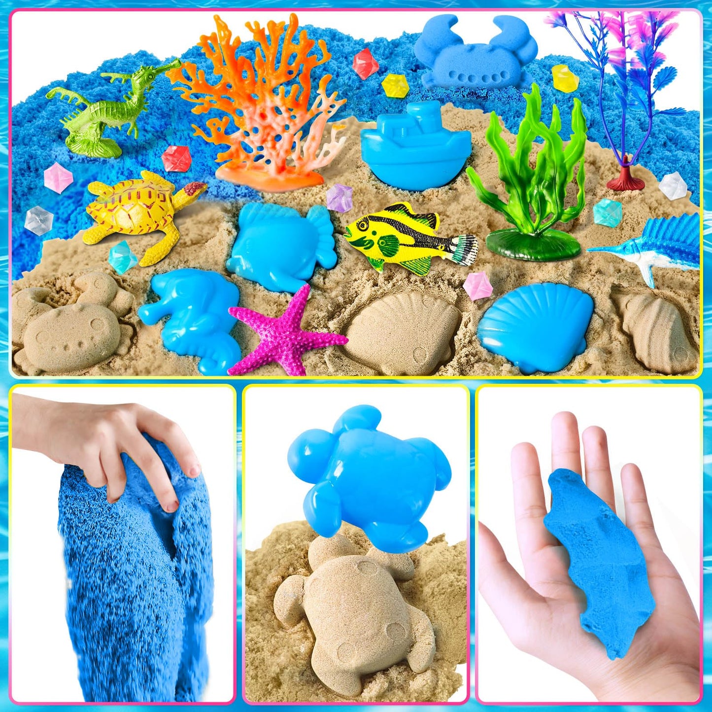 Sensory Bin, Ocean Kit with Sensory Sand, Play Sand Pretend Play Beach Toy, Sandbox for Girls and Boys