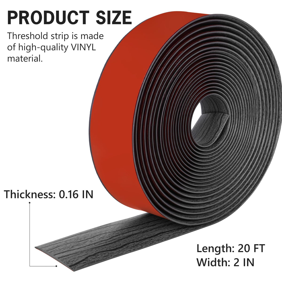 20Ft Floor Transition Strip Self Adhesive Vinyl Cover Floor Strip Flat Divider Transition Strip Wood Grain Design for Laminate Floor Gaps and Doorway Transitions (20 Foot)