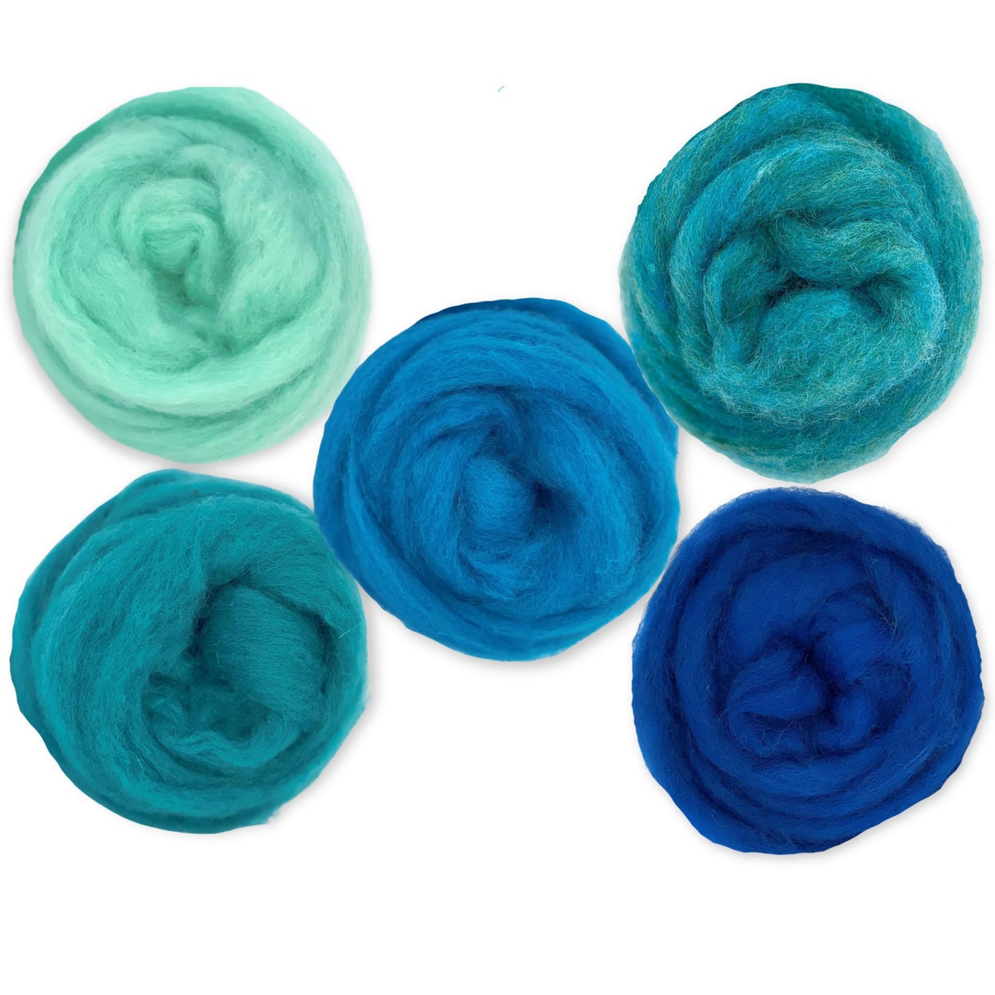 Corriedale Carded Sliver Wool Roving Variety Bundle | Best Core Wool for Needle Felting, Spinning, Wet Felting, Weaving, Dryer Balls, Yarn Roving - Ethically Sourced (Deep Sea)